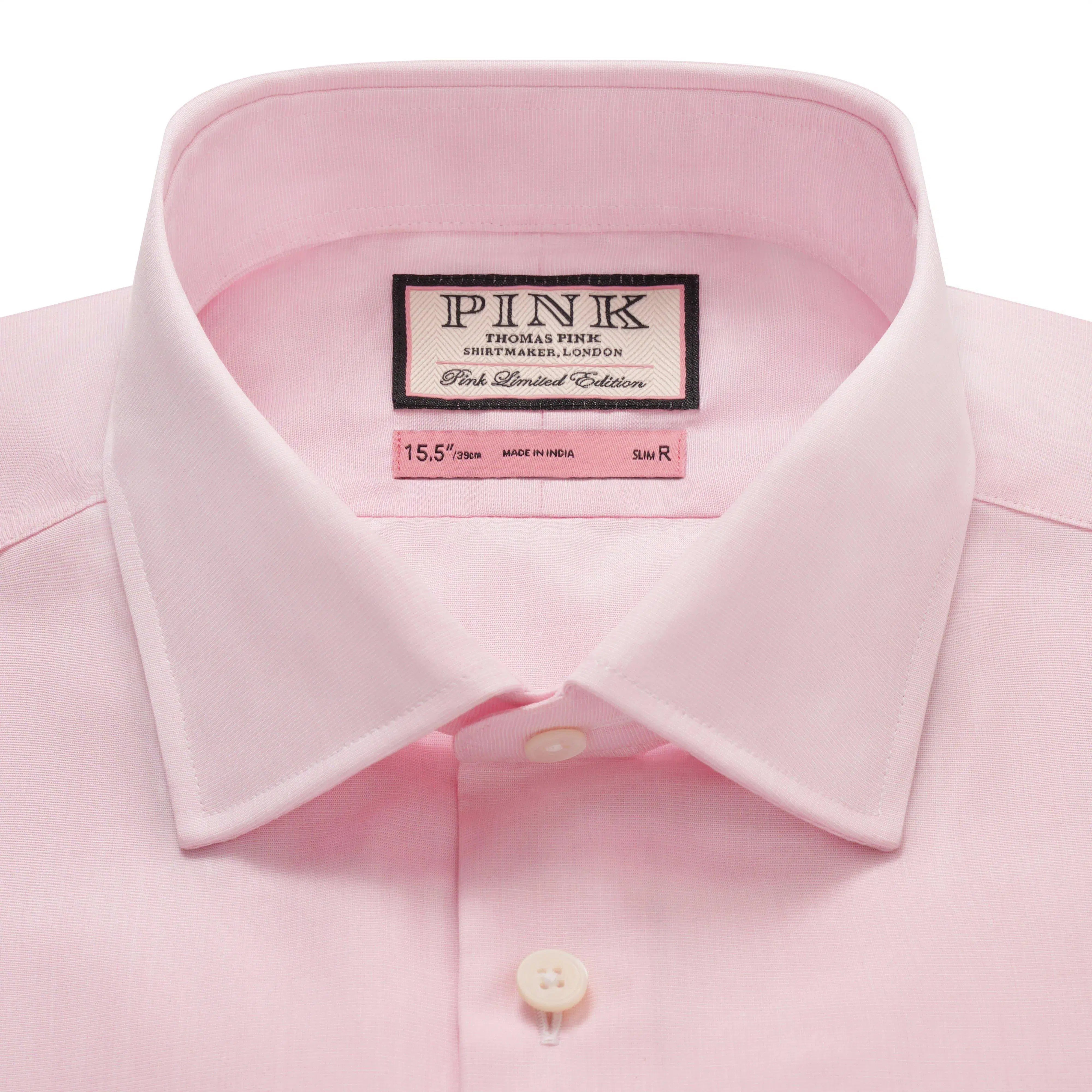 Thomas Pink Slim Fit Formal Plain Poplin Shirt Pink-MALFORD OF LONDON SAVILE ROW MENSWEAR OUTLET