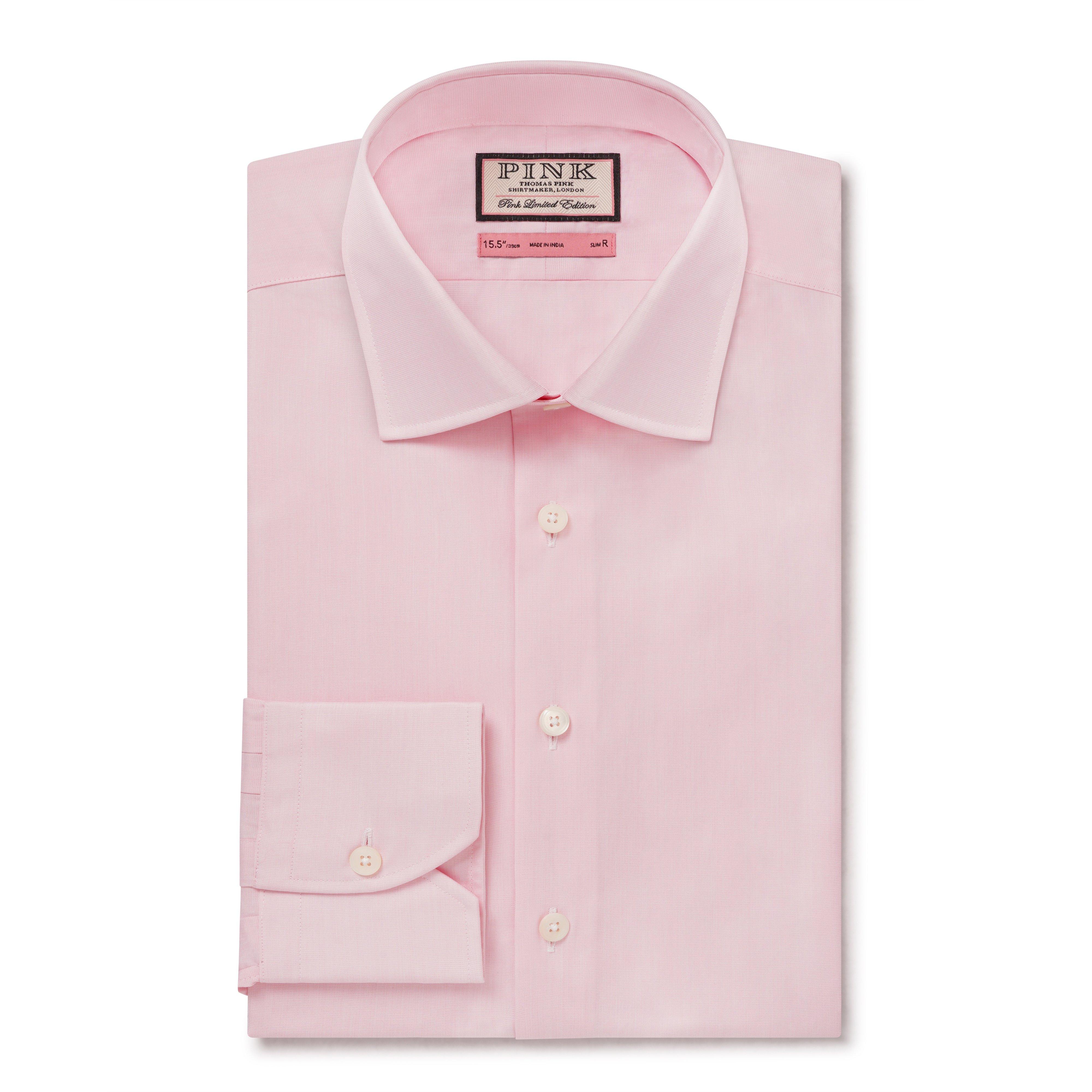 Thomas Pink Slim Fit Formal Plain Poplin Shirt Pink-MALFORD OF LONDON SAVILE ROW MENSWEAR OUTLET