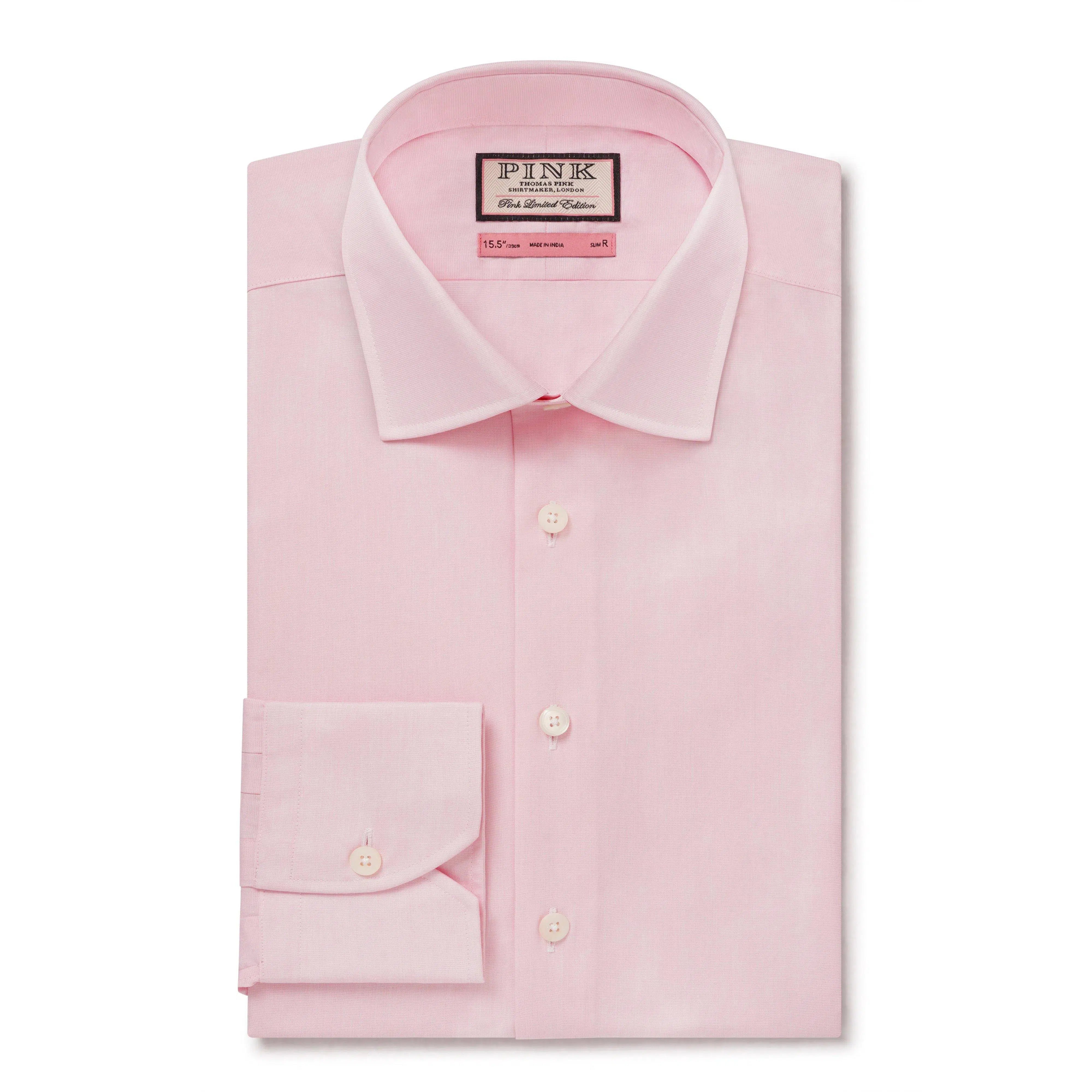 Thomas Pink Slim Fit Formal Plain Poplin Shirt Pink-MALFORD OF LONDON SAVILE ROW MENSWEAR OUTLET