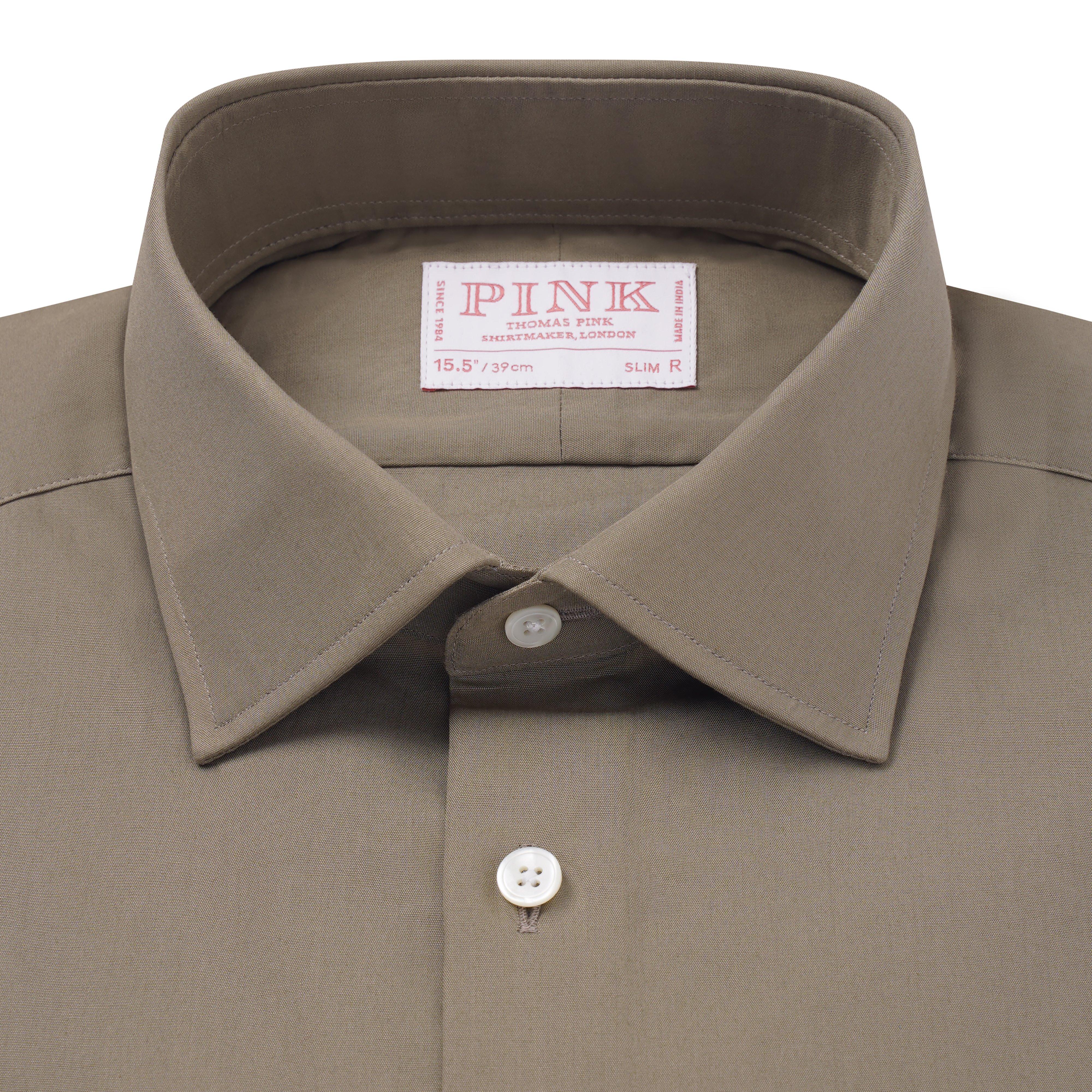 Thomas Pink Slim Fit Formal Plain Washed Cotton Shirt-MALFORD OF LONDON SAVILE ROW MENSWEAR OUTLET