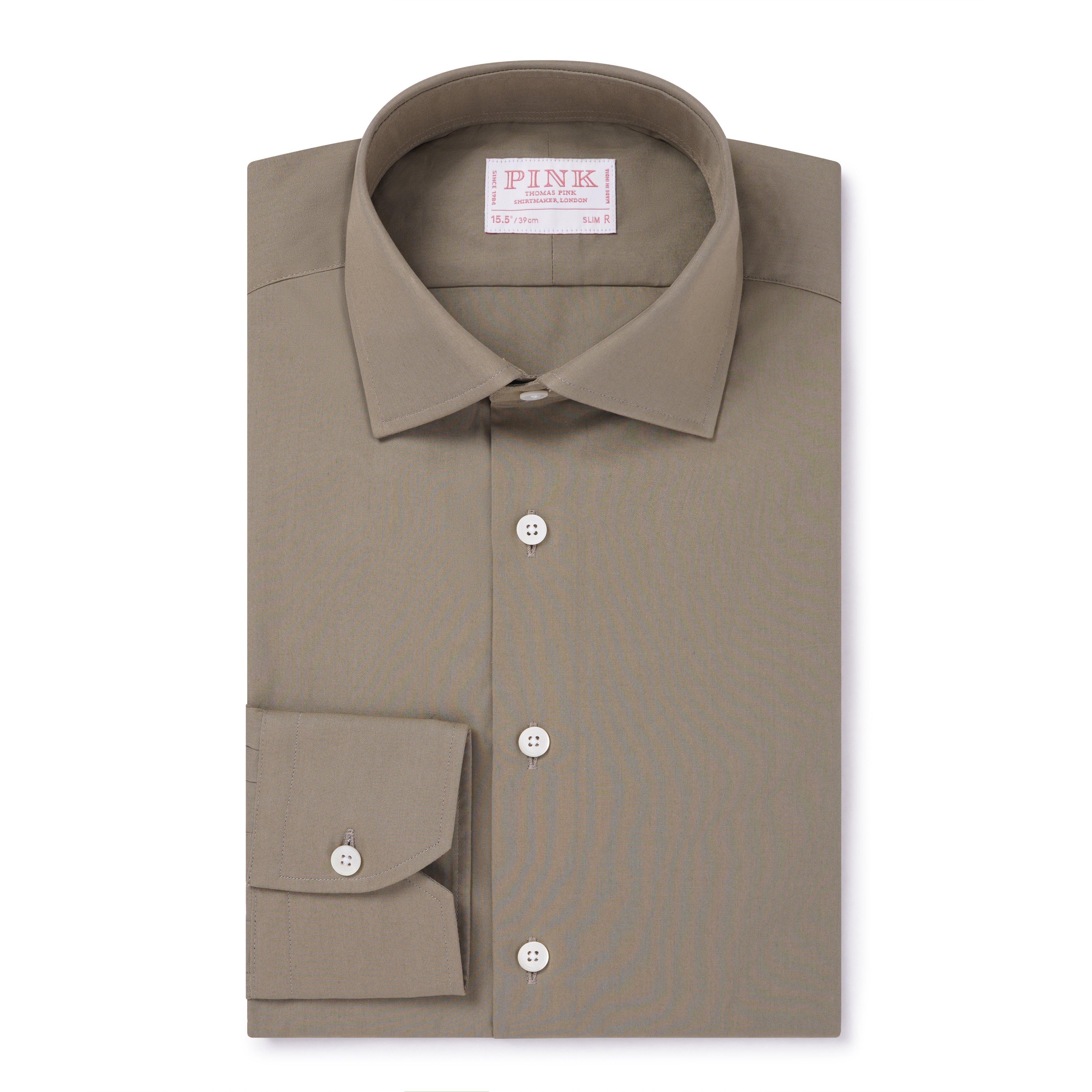 Thomas Pink Slim Fit Formal Plain Washed Cotton Shirt-MALFORD OF LONDON SAVILE ROW MENSWEAR OUTLET