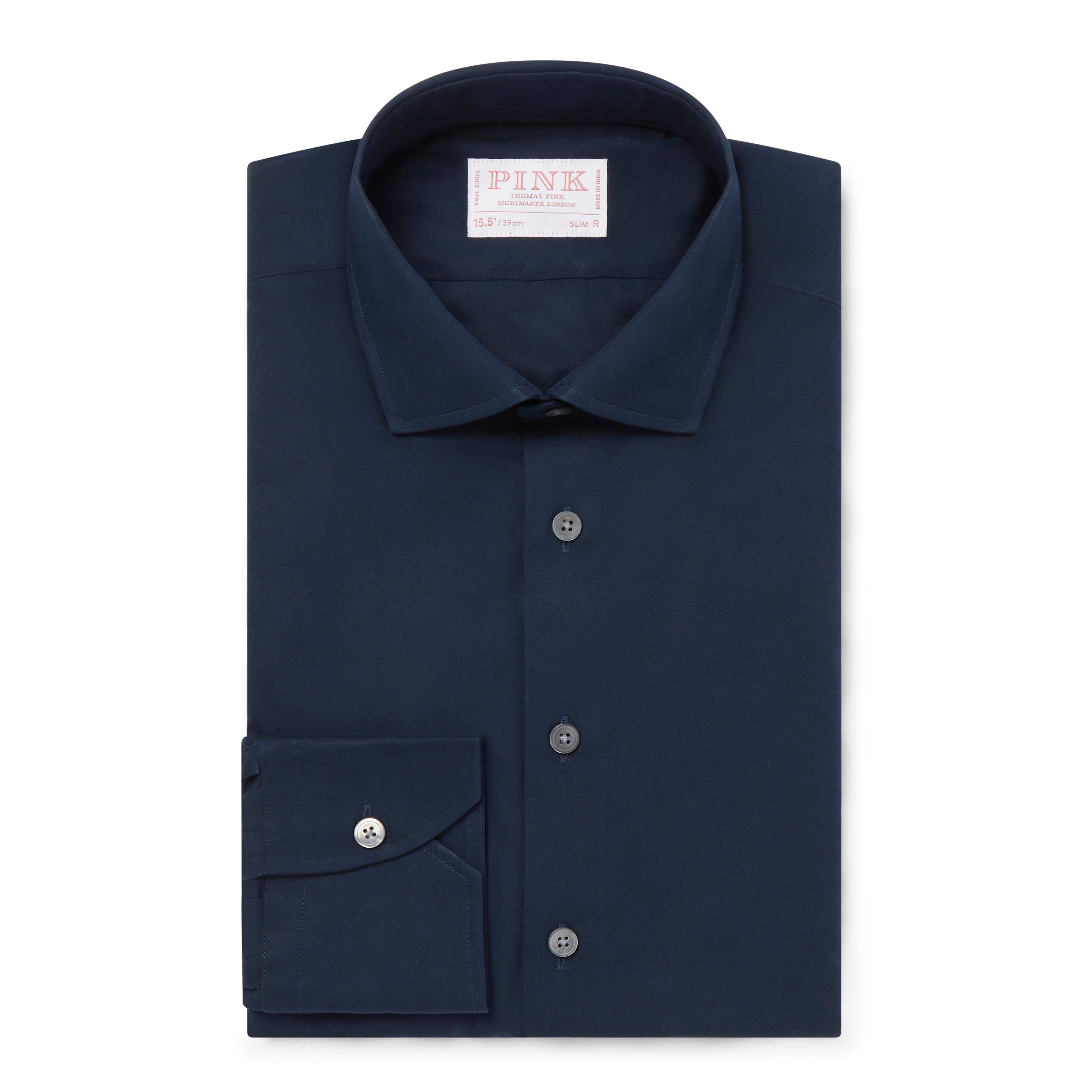 Thomas Pink Slim Fit Formal Plain Washed Cotton Shirt-MALFORD OF LONDON SAVILE ROW MENSWEAR OUTLET