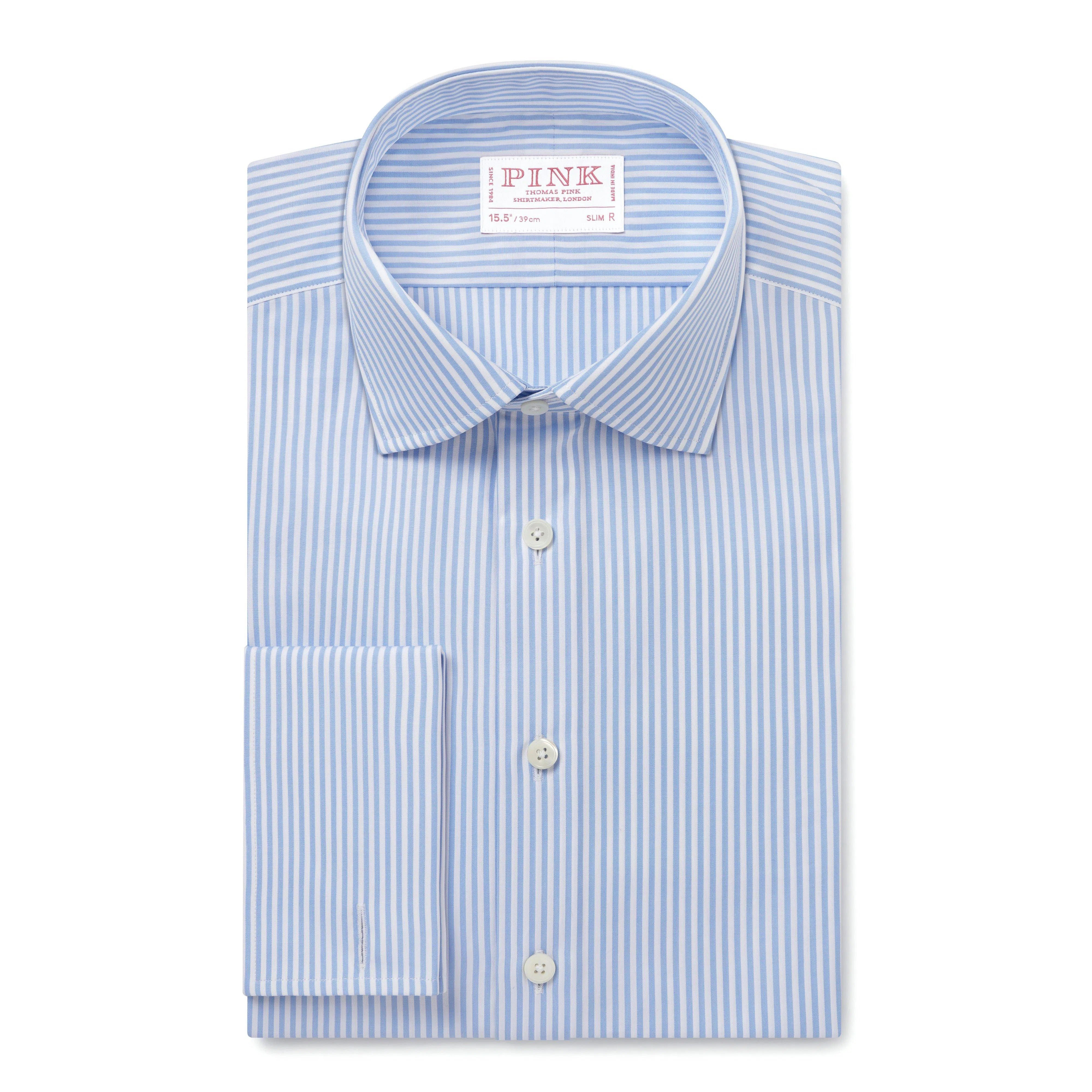 Thomas Pink Slim Fit Formal Poplin Bengal Shirt-MALFORD OF LONDON SAVILE ROW MENSWEAR OUTLET