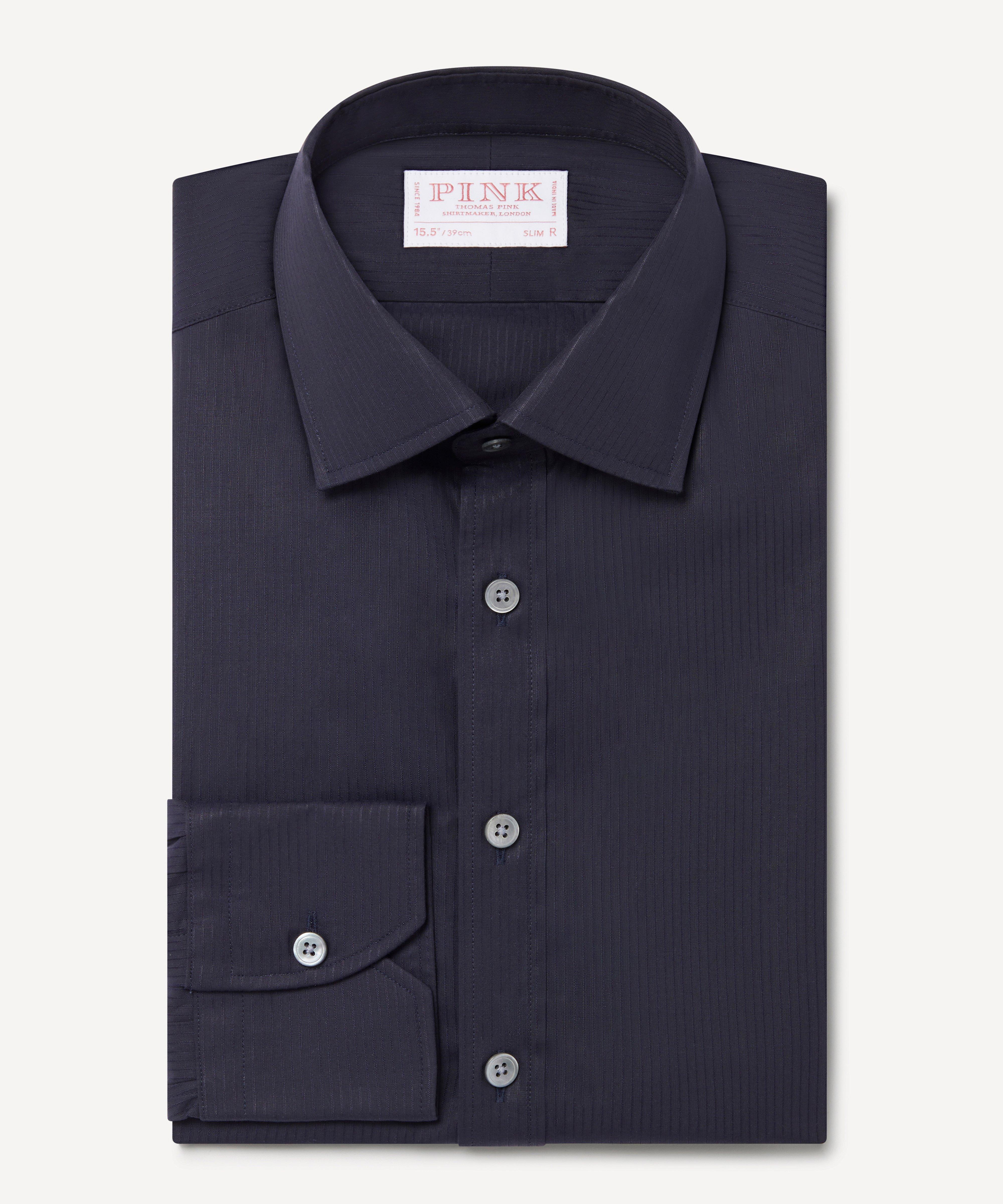 Thomas Pink Slim Fit Formal Poplin Needle Stripe Shirt-MALFORD OF LONDON SAVILE ROW MENSWEAR OUTLET