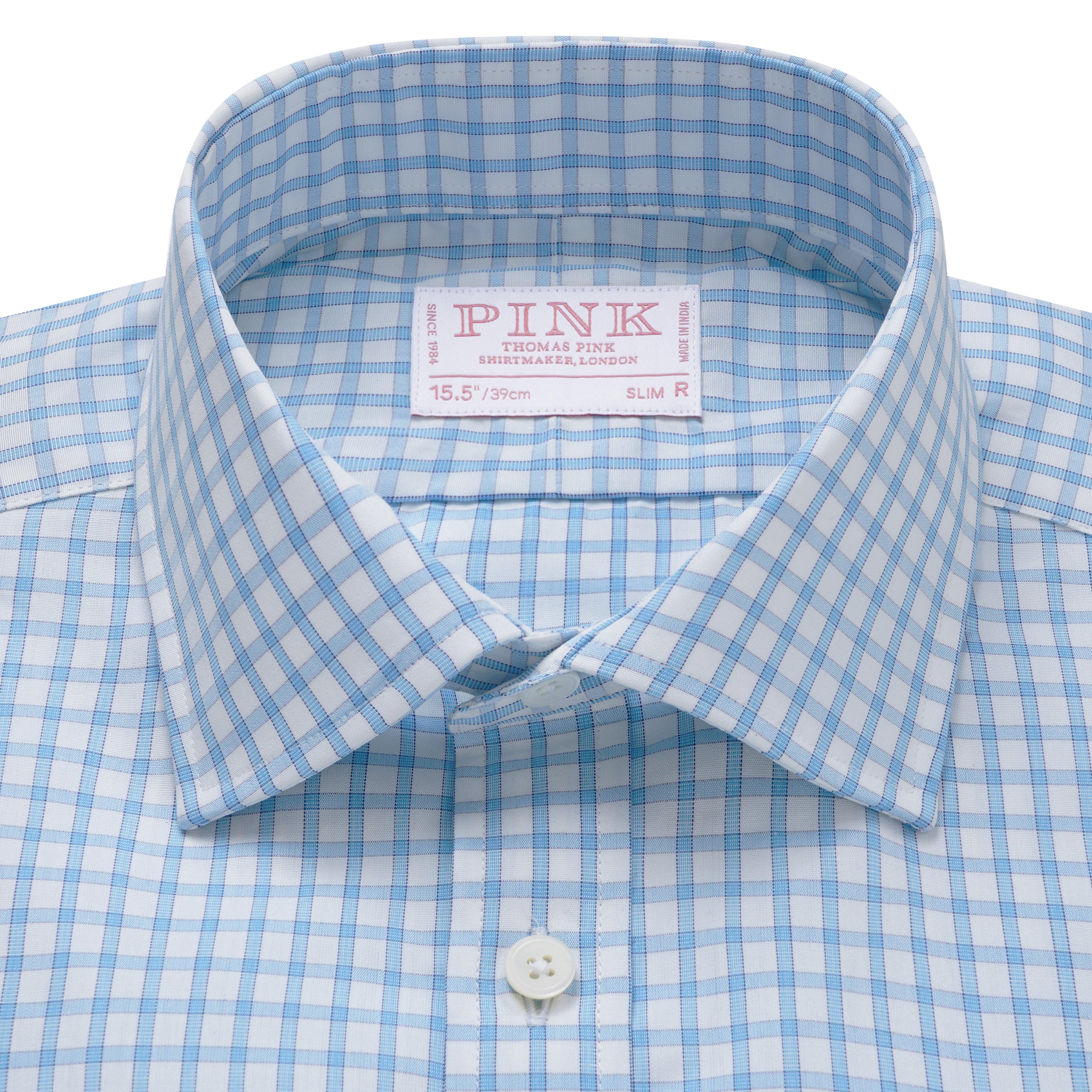 Thomas Pink Slim Fit Formal Poplin Windowpane Check Shirt-MALFORD OF LONDON SAVILE ROW MENSWEAR OUTLET