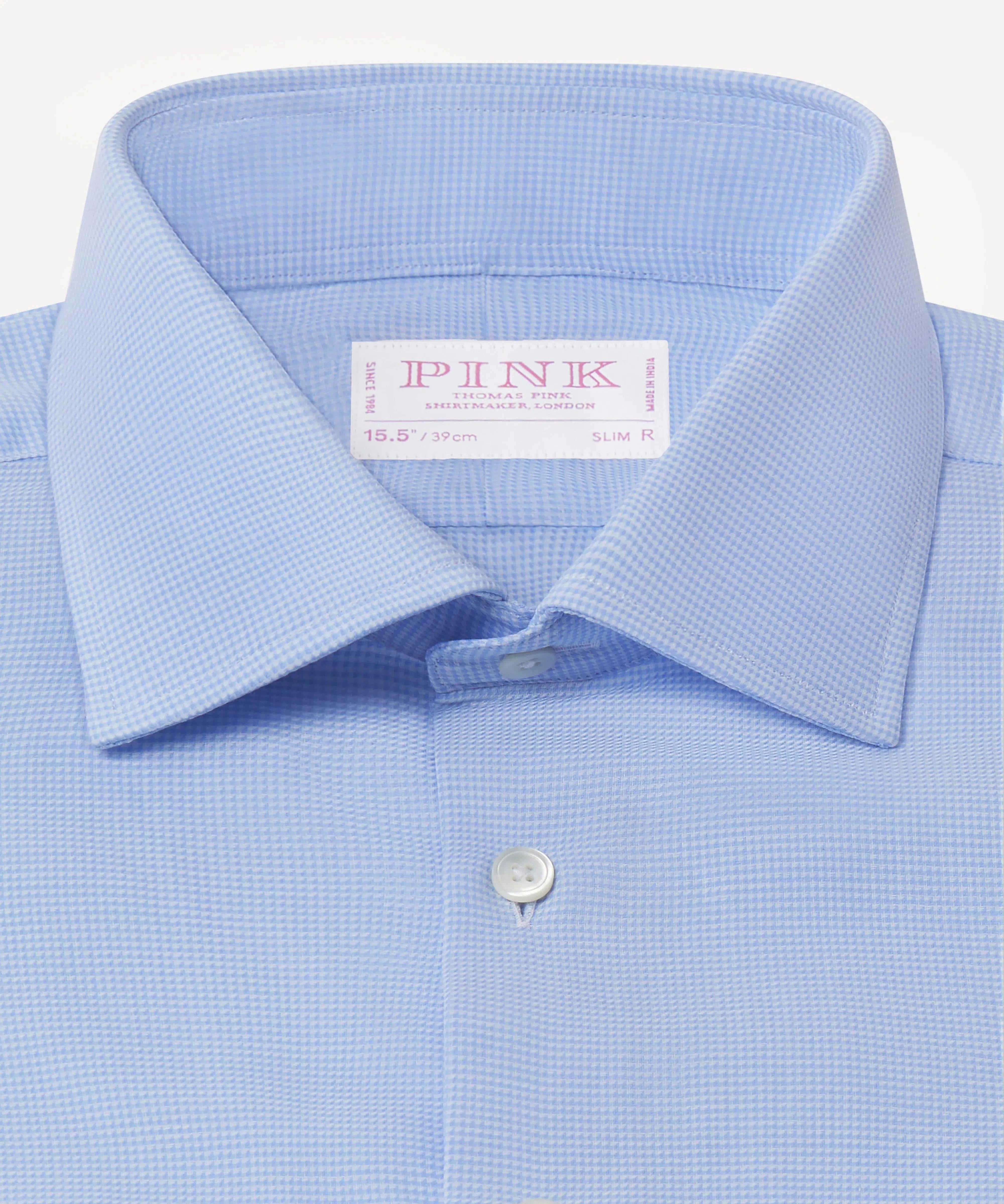 Thomas Pink Slim Fit Formal Royal Voile Puppytooth Shirt-MALFORD OF LONDON SAVILE ROW MENSWEAR OUTLET