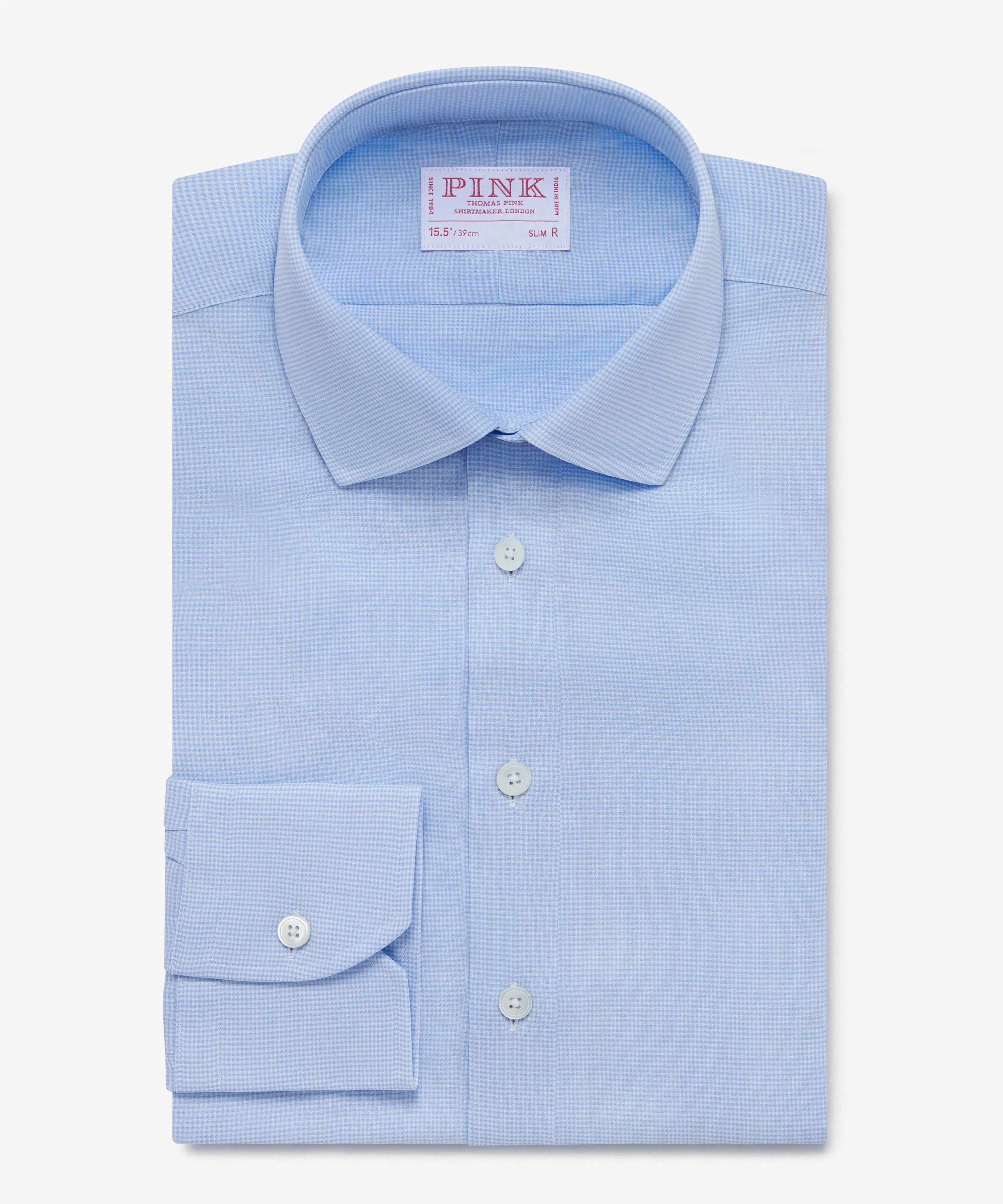 Thomas Pink Slim Fit Formal Royal Voile Puppytooth Shirt-MALFORD OF LONDON SAVILE ROW MENSWEAR OUTLET