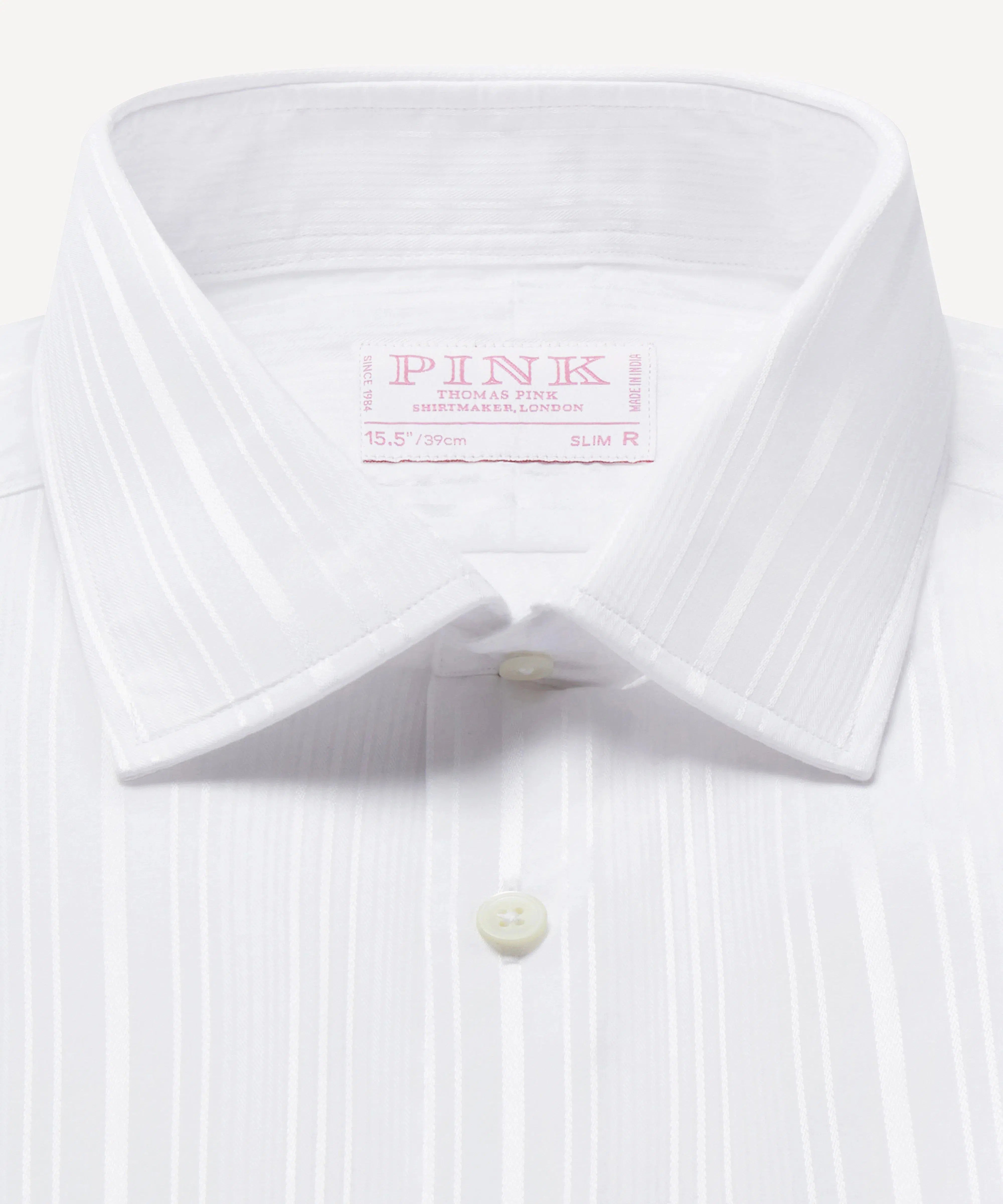 Thomas Pink Slim Fit Formal Satin Textured Stripe Shirt-MALFORD OF LONDON SAVILE ROW MENSWEAR OUTLET