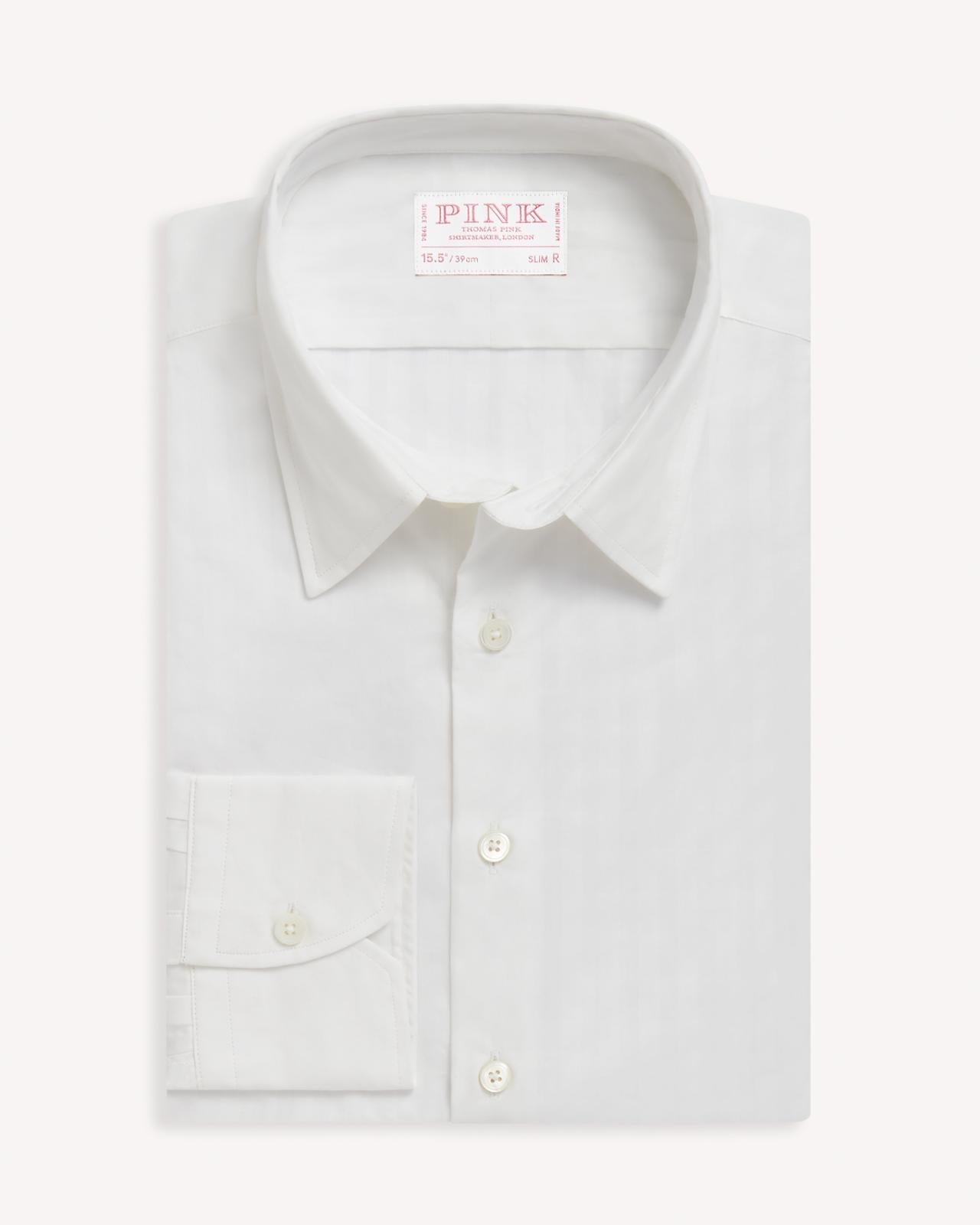 Thomas Pink Slim Fit Formal Sheer Check Shirt White-MALFORD OF LONDON SAVILE ROW MENSWEAR OUTLET