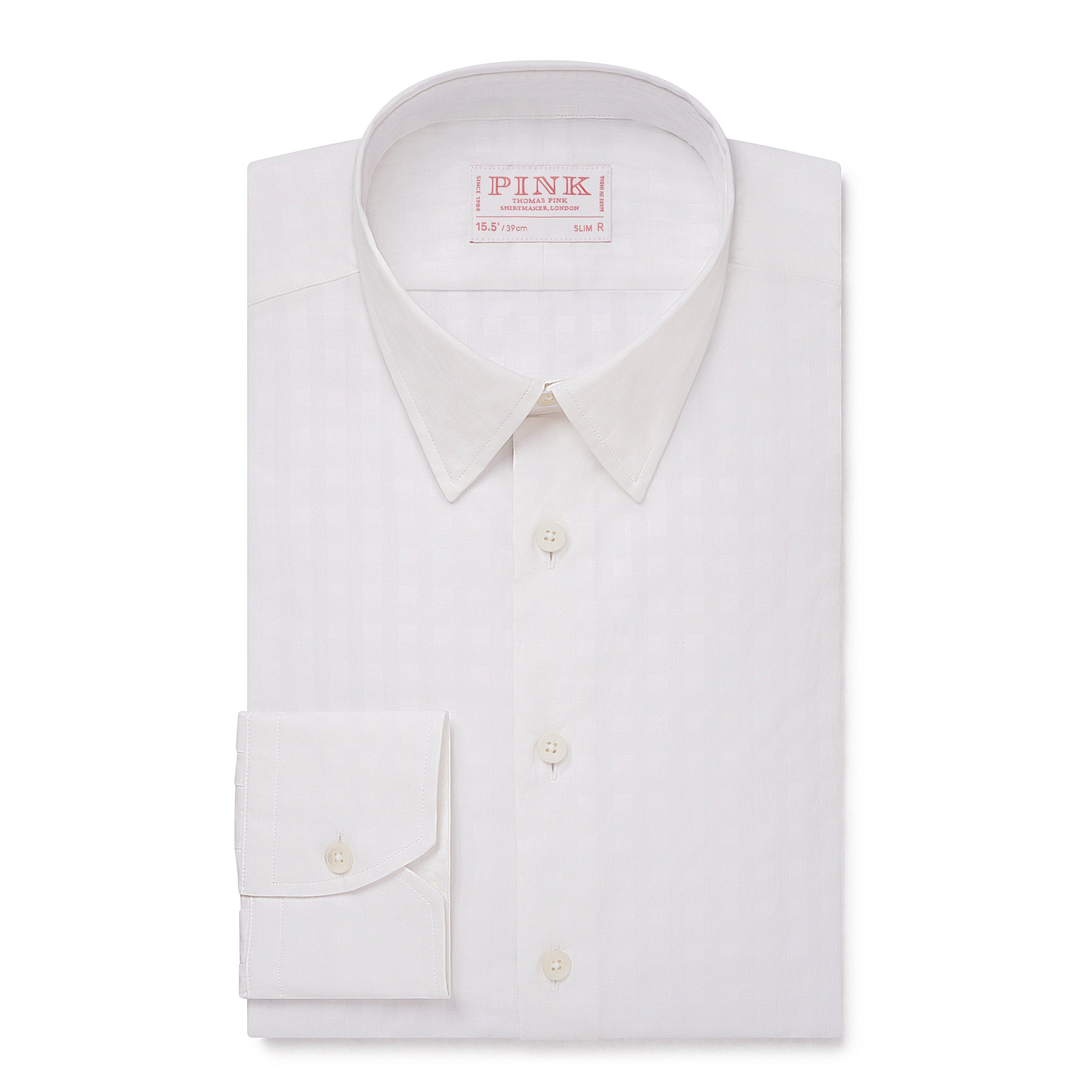 Thomas Pink Slim Fit Formal Sheer Check Shirt White-MALFORD OF LONDON SAVILE ROW MENSWEAR OUTLET