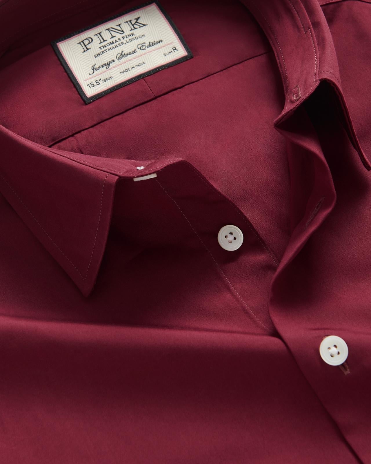 Thomas Pink Slim Fit Formal Solid Colour Shirt Red-MALFORD OF LONDON SAVILE ROW MENSWEAR OUTLET