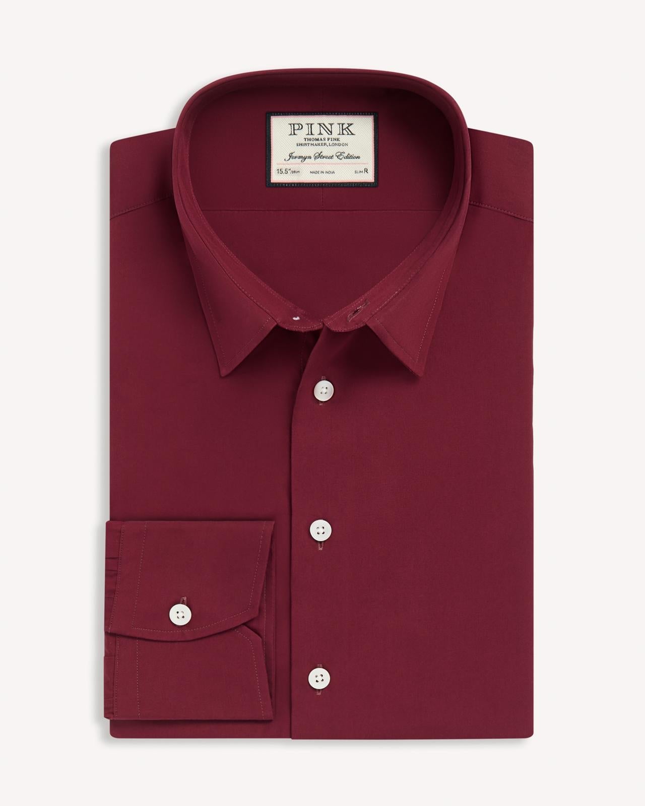 Thomas Pink Slim Fit Formal Solid Colour Shirt Red-MALFORD OF LONDON SAVILE ROW MENSWEAR OUTLET