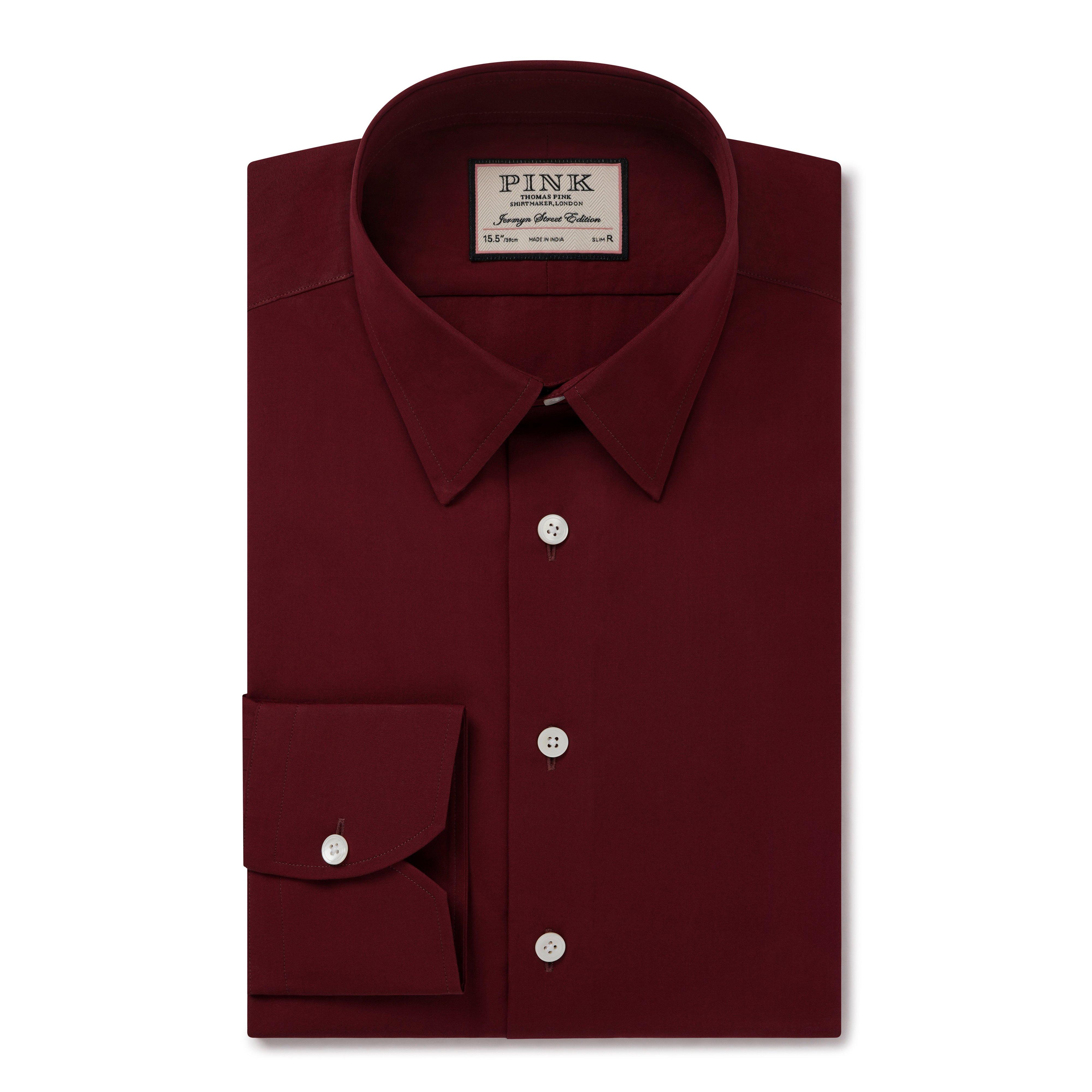 Thomas Pink Slim Fit Formal Solid Colour Shirt Red-MALFORD OF LONDON SAVILE ROW MENSWEAR OUTLET