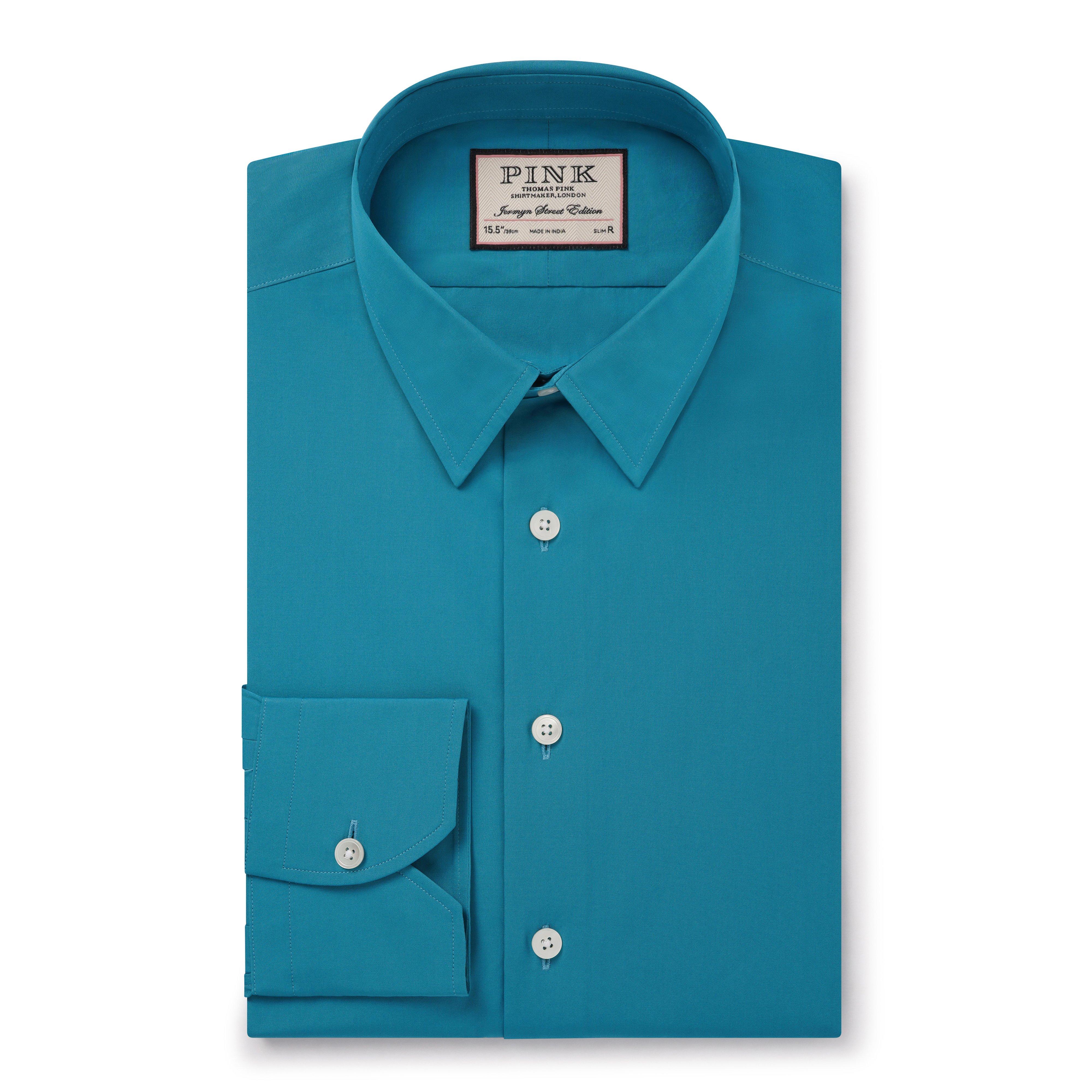 Thomas Pink Slim Fit Formal Solid Colour Shirt Turquoise-MALFORD OF LONDON SAVILE ROW MENSWEAR OUTLET