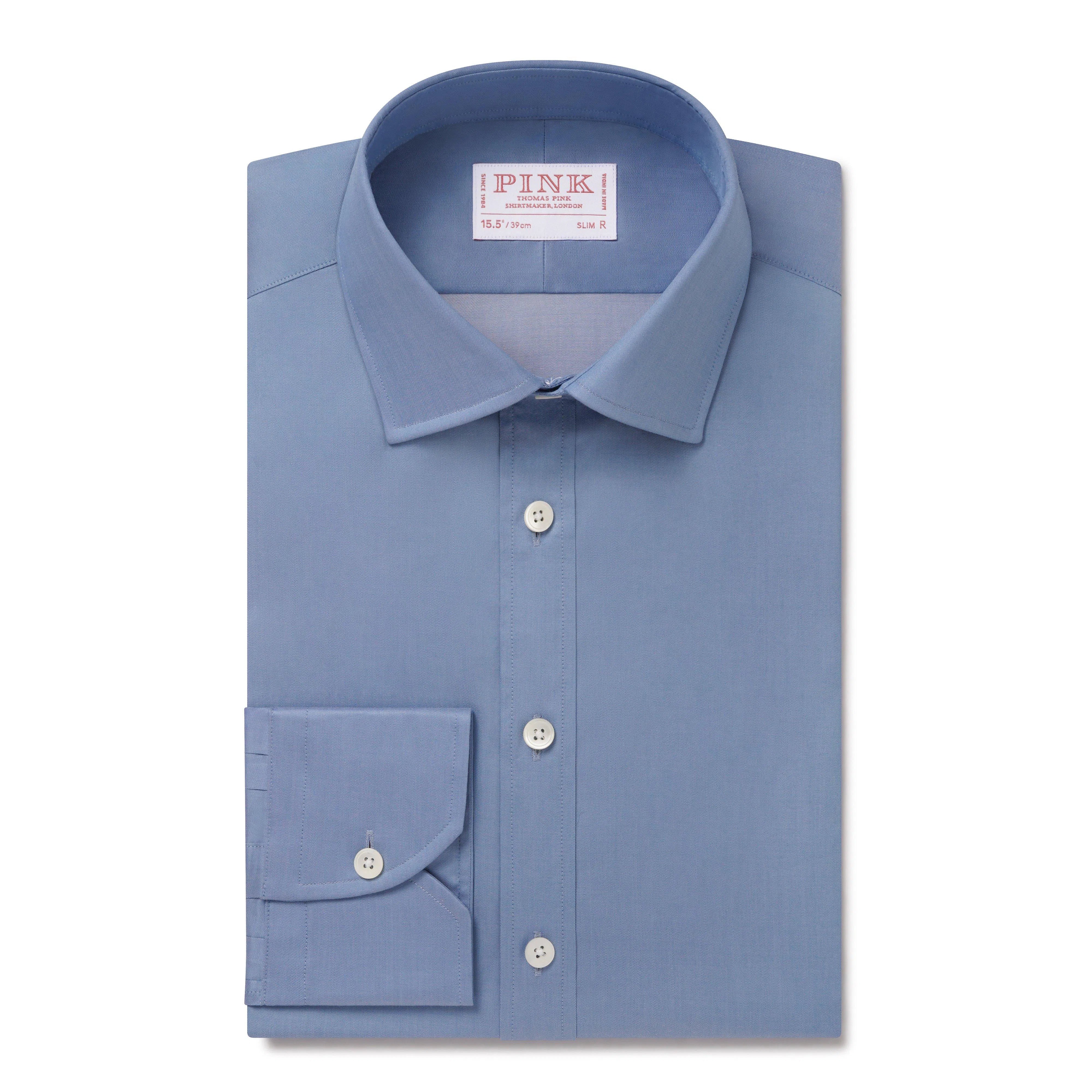 Thomas Pink Slim Fit Formal Solid Colour Twill Shirt-MALFORD OF LONDON SAVILE ROW MENSWEAR OUTLET