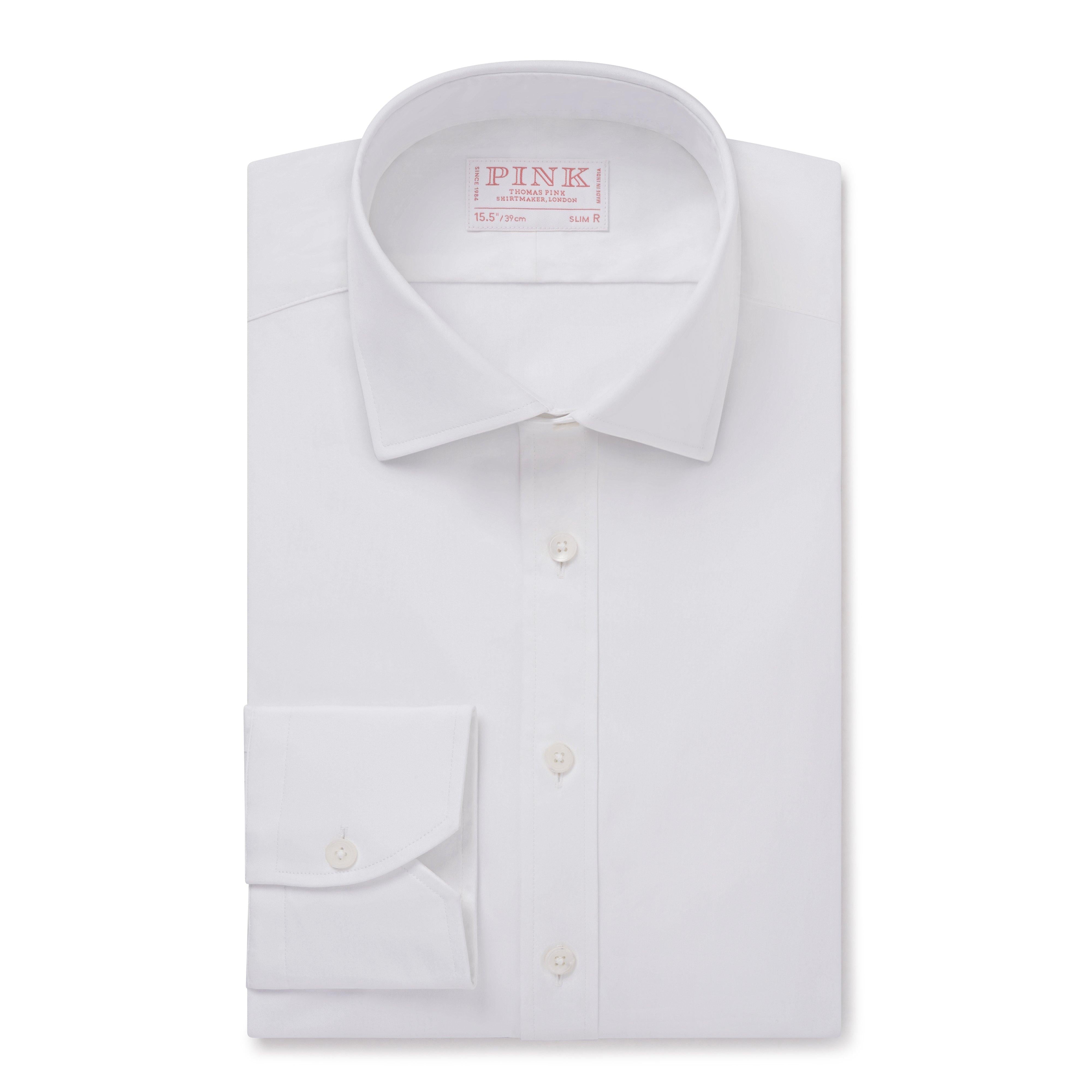 Thomas Pink Slim Fit Formal Stretch Solid Poplin Shirt-MALFORD OF LONDON SAVILE ROW MENSWEAR OUTLET