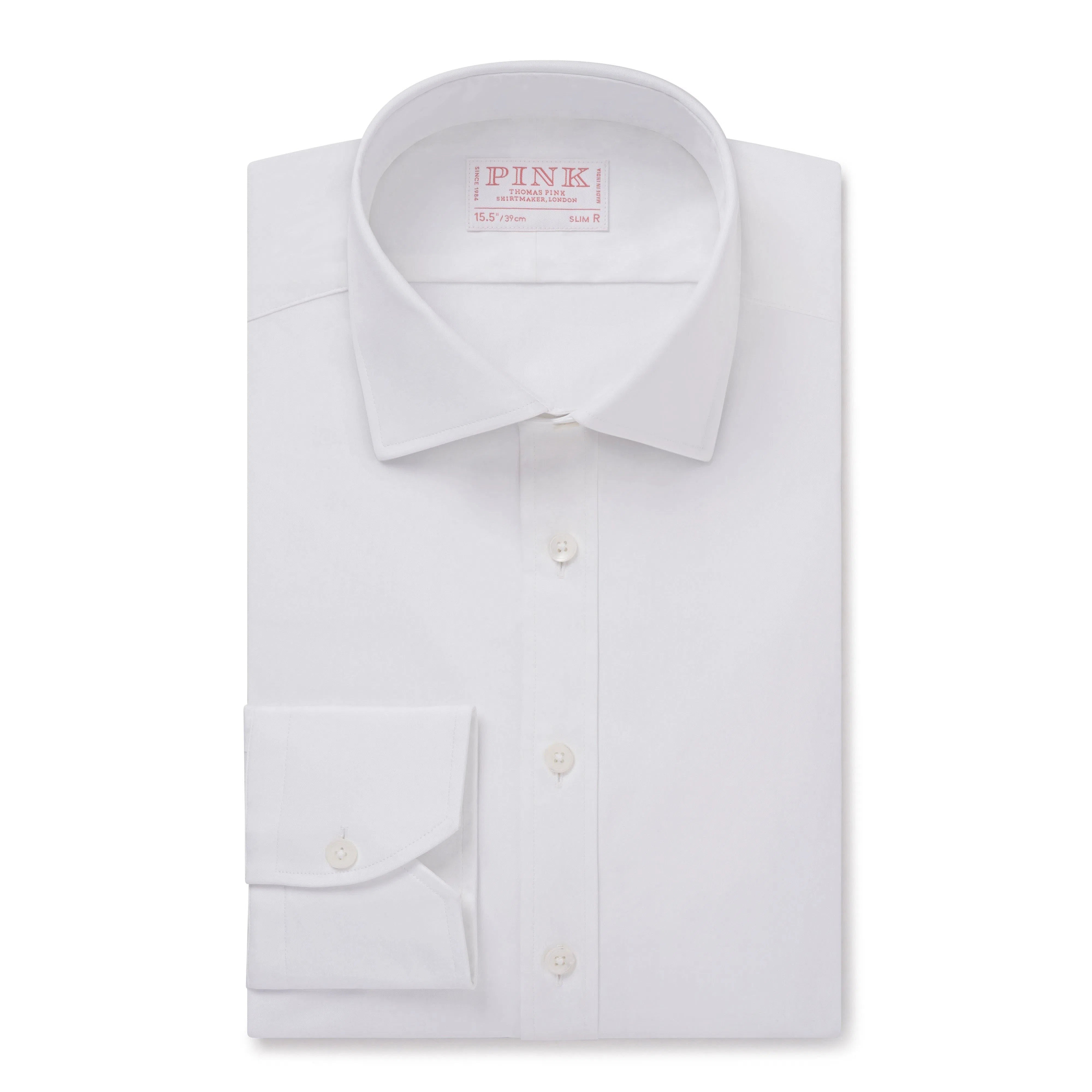 Thomas Pink Slim Fit Formal Stretch Solid Poplin Shirt-MALFORD OF LONDON SAVILE ROW MENSWEAR OUTLET