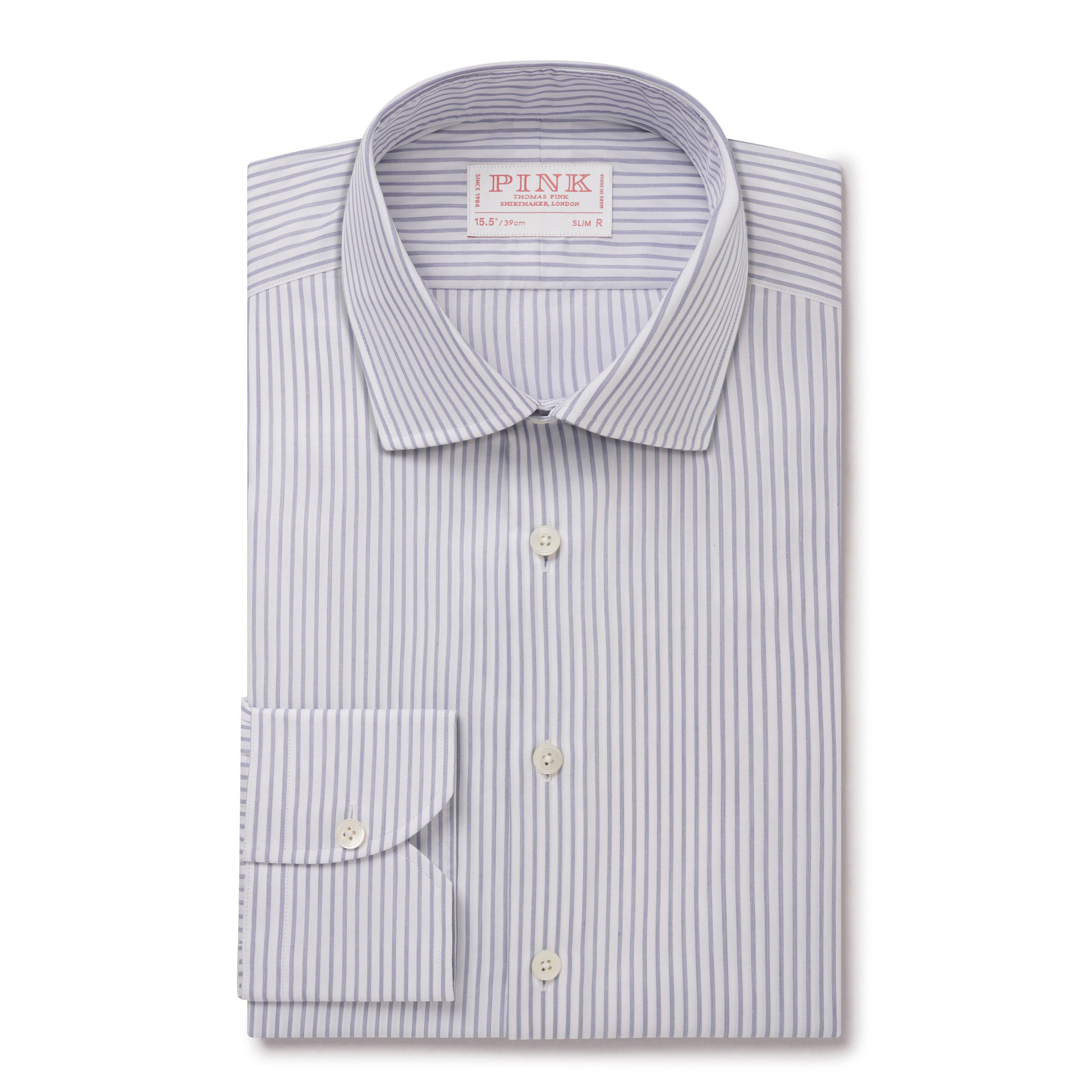 Thomas Pink Slim Fit Formal Stripe Twill Shirt-MALFORD OF LONDON SAVILE ROW MENSWEAR OUTLET