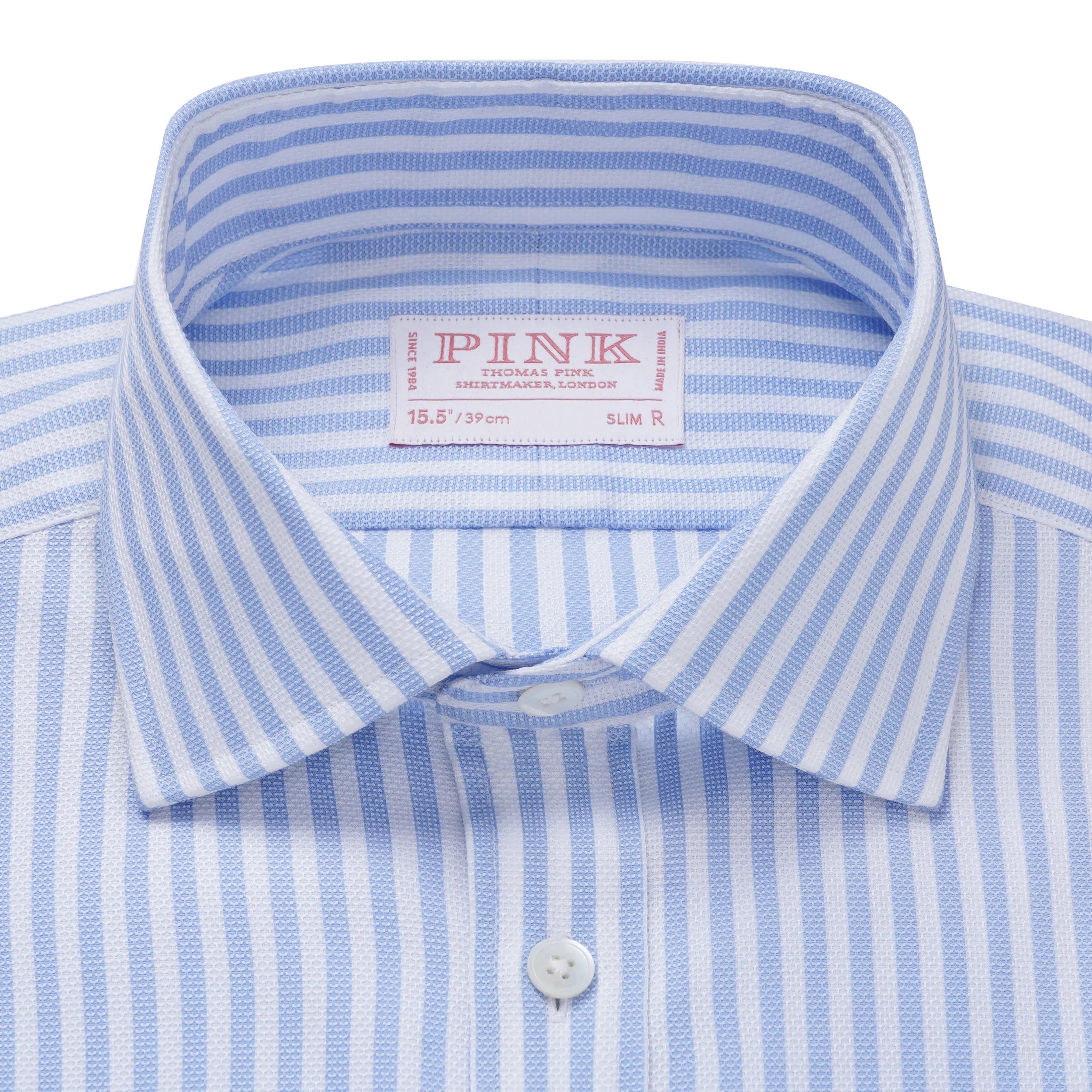 Thomas Pink Slim Fit Formal Striped Dobby Shirt-MALFORD OF LONDON SAVILE ROW MENSWEAR OUTLET