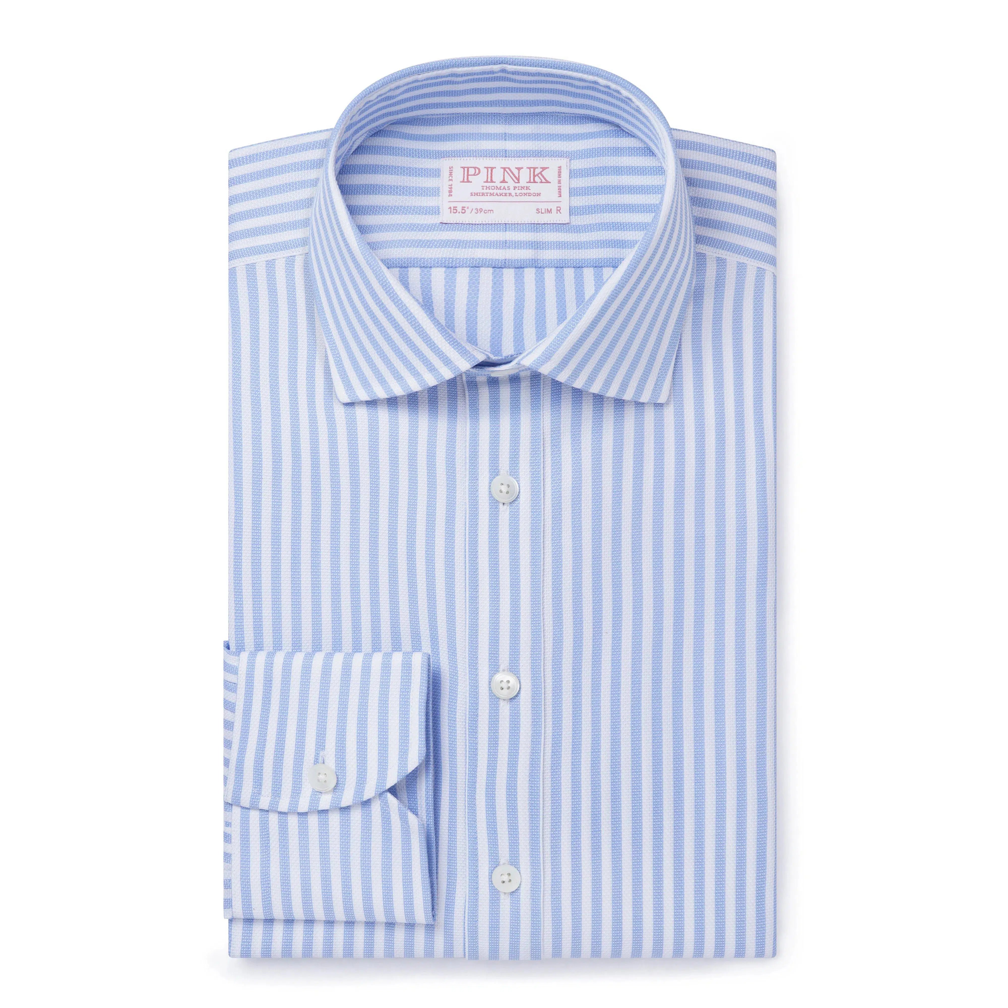 Thomas Pink Slim Fit Formal Striped Dobby Shirt-MALFORD OF LONDON SAVILE ROW MENSWEAR OUTLET