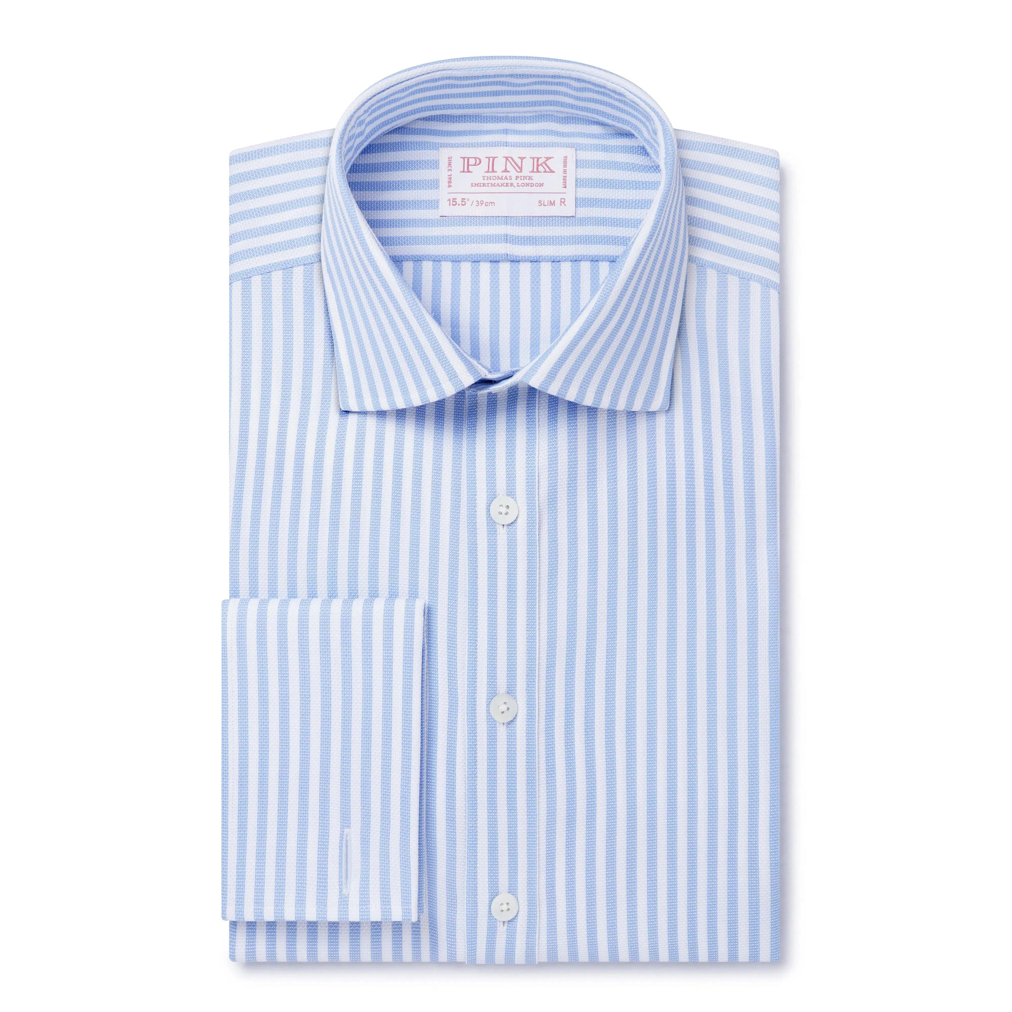 Thomas Pink Slim Fit Formal Striped Dobby Shirt-MALFORD OF LONDON SAVILE ROW MENSWEAR OUTLET