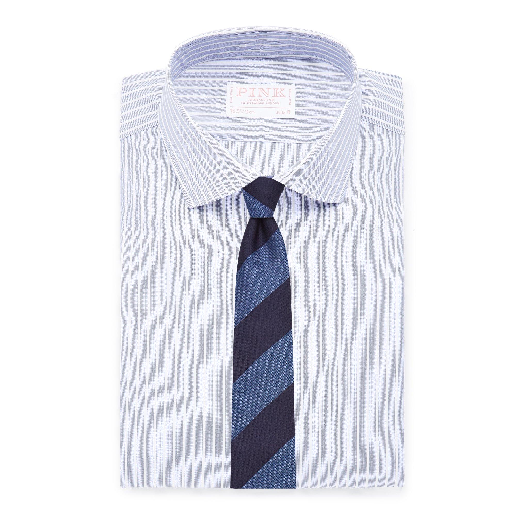 Thomas Pink Slim Fit Formal Superior Broken Stripe Shirt-MALFORD OF LONDON SAVILE ROW MENSWEAR OUTLET