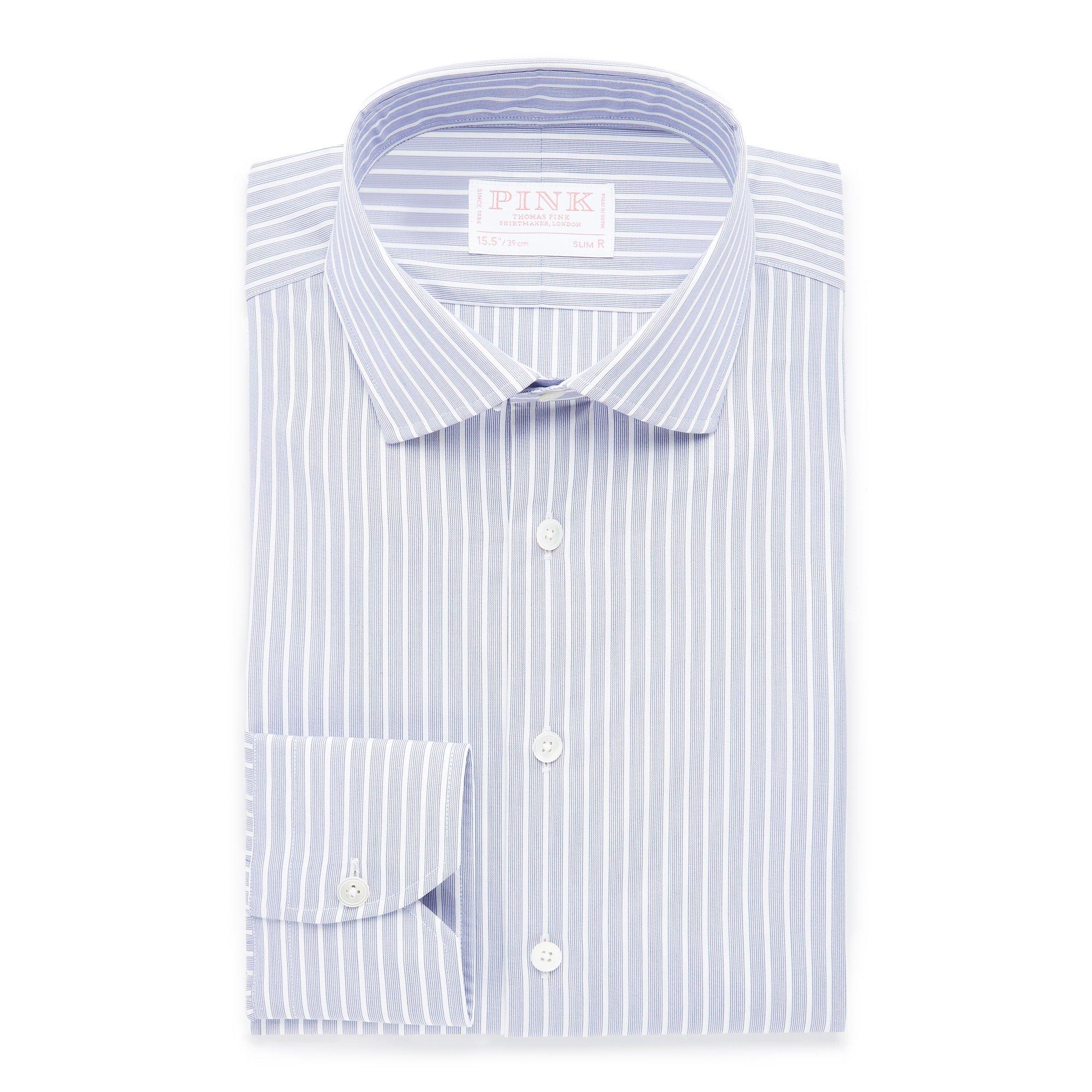 Thomas Pink Slim Fit Formal Superior Broken Stripe Shirt-MALFORD OF LONDON SAVILE ROW MENSWEAR OUTLET