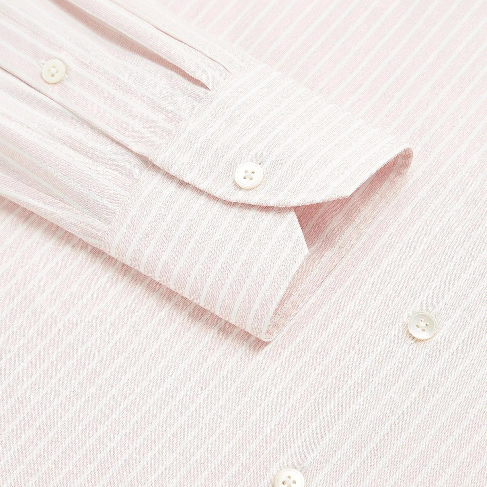 Thomas Pink Slim Fit Formal Superior Broken Stripe Shirt Pale Pink/White-MALFORD OF LONDON SAVILE ROW MENSWEAR OUTLET