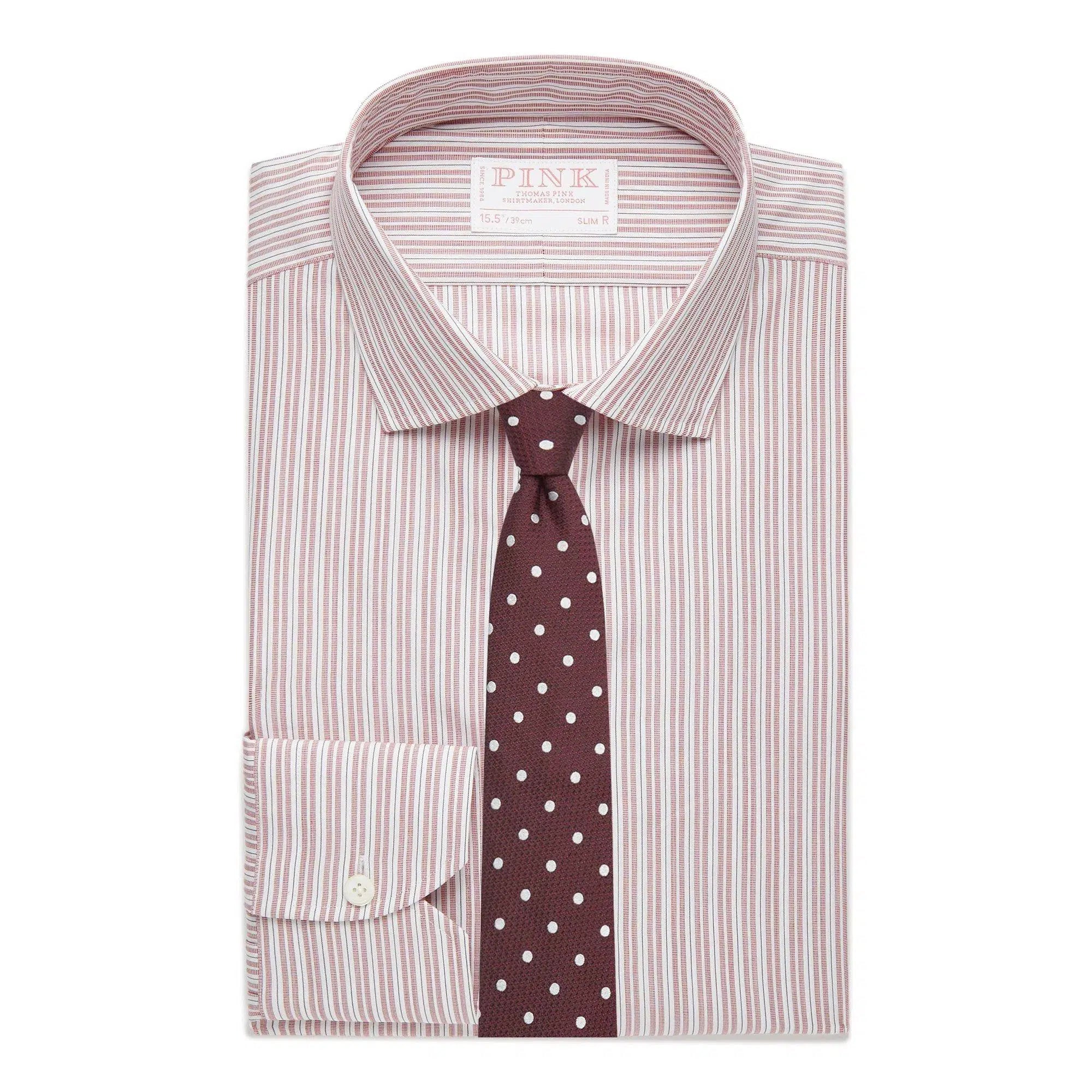 Thomas Pink Slim Fit Formal Supraluxe Dobby Stripe Shirt-MALFORD OF LONDON SAVILE ROW MENSWEAR OUTLET