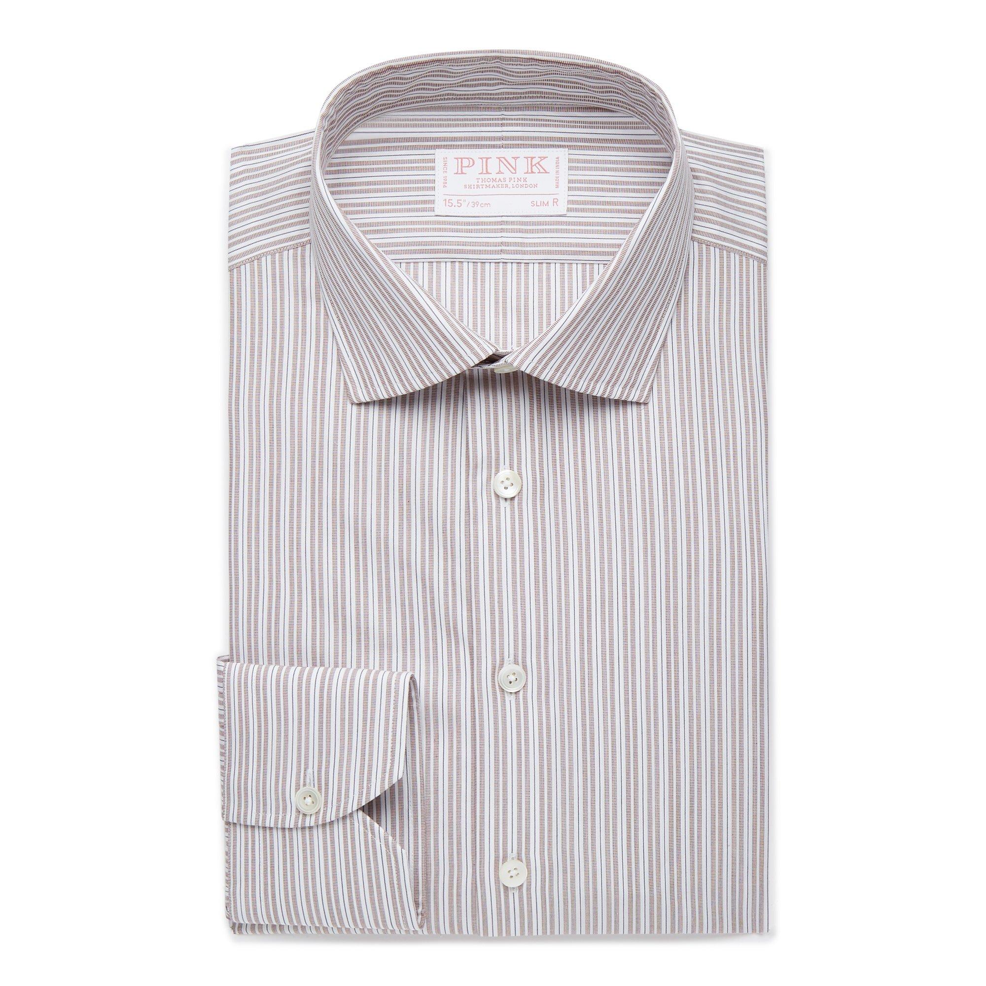 Thomas Pink Slim Fit Formal Supraluxe Dobby Stripe Shirt-MALFORD OF LONDON SAVILE ROW MENSWEAR OUTLET