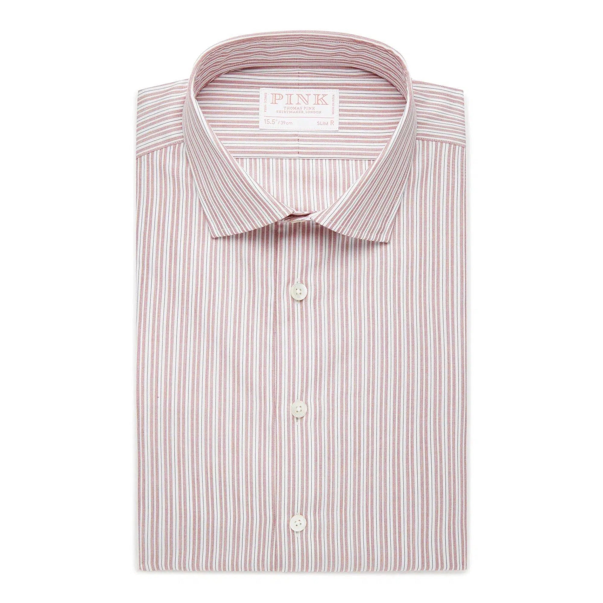 Thomas Pink Slim Fit Formal Supraluxe Dobby Stripe Shirt-MALFORD OF LONDON SAVILE ROW MENSWEAR OUTLET