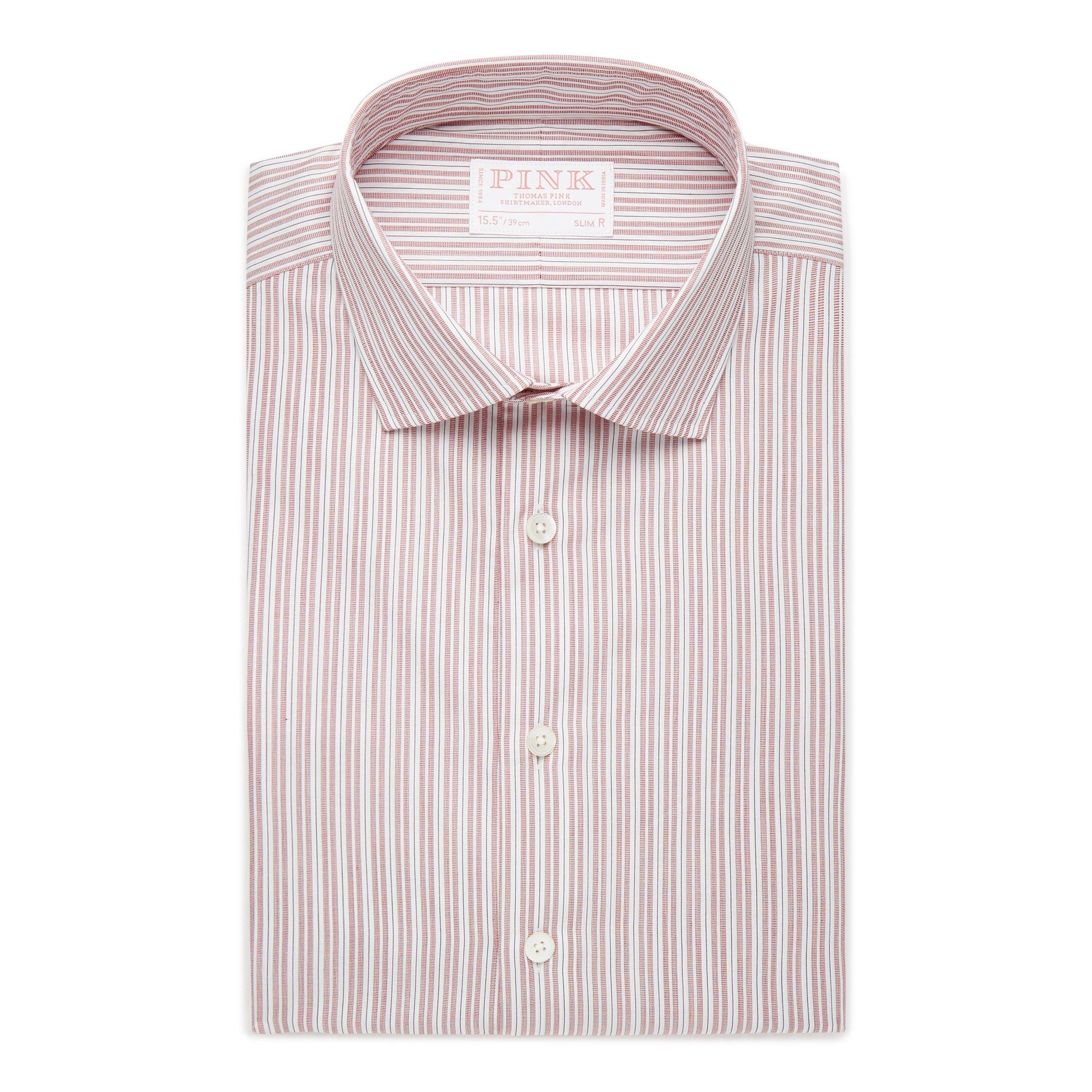 Thomas Pink Slim Fit Formal Supraluxe Dobby Stripe Shirt-MALFORD OF LONDON SAVILE ROW MENSWEAR OUTLET