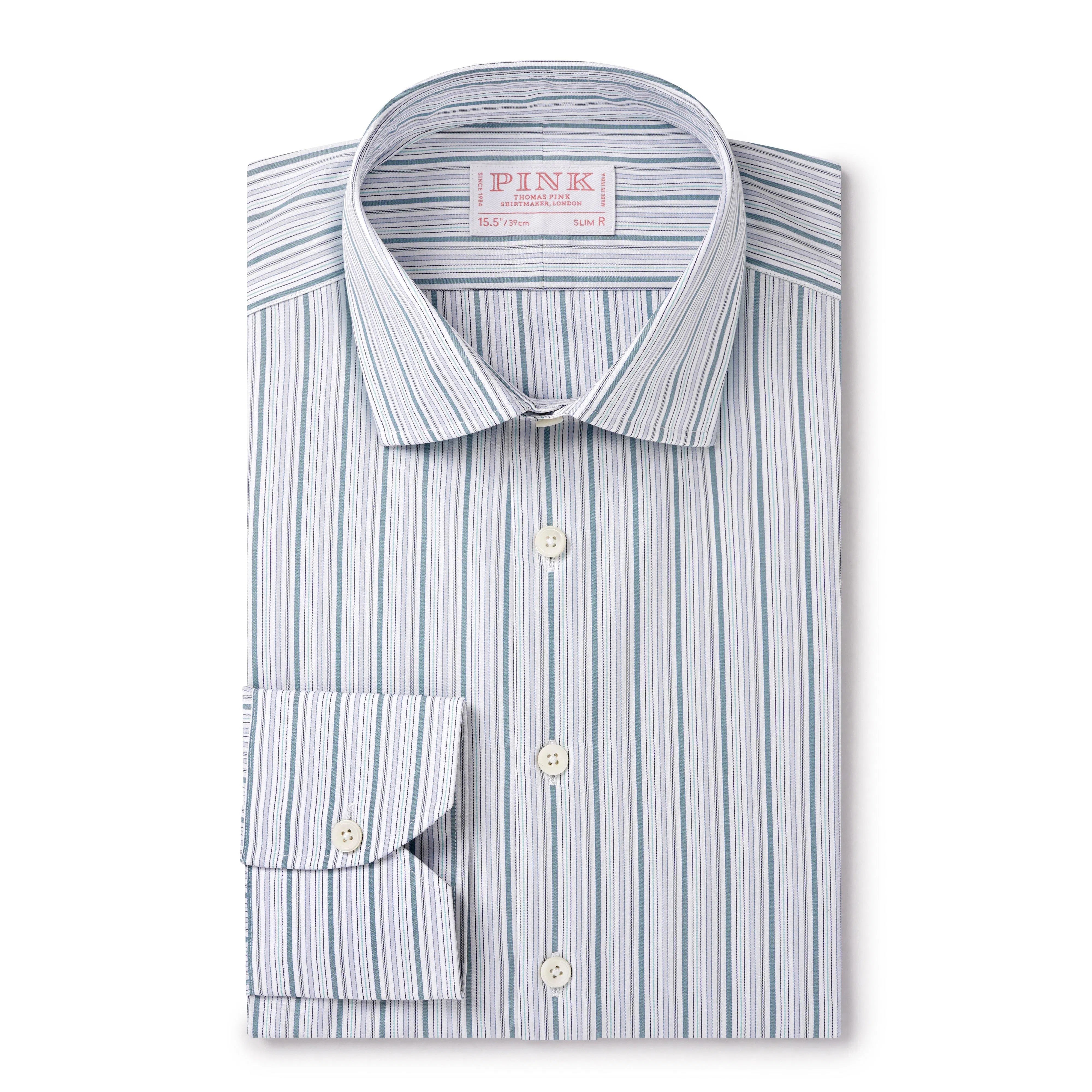 Thomas Pink Slim Fit Formal Supraluxe Multi Stripe Shirt-MALFORD OF LONDON SAVILE ROW MENSWEAR OUTLET