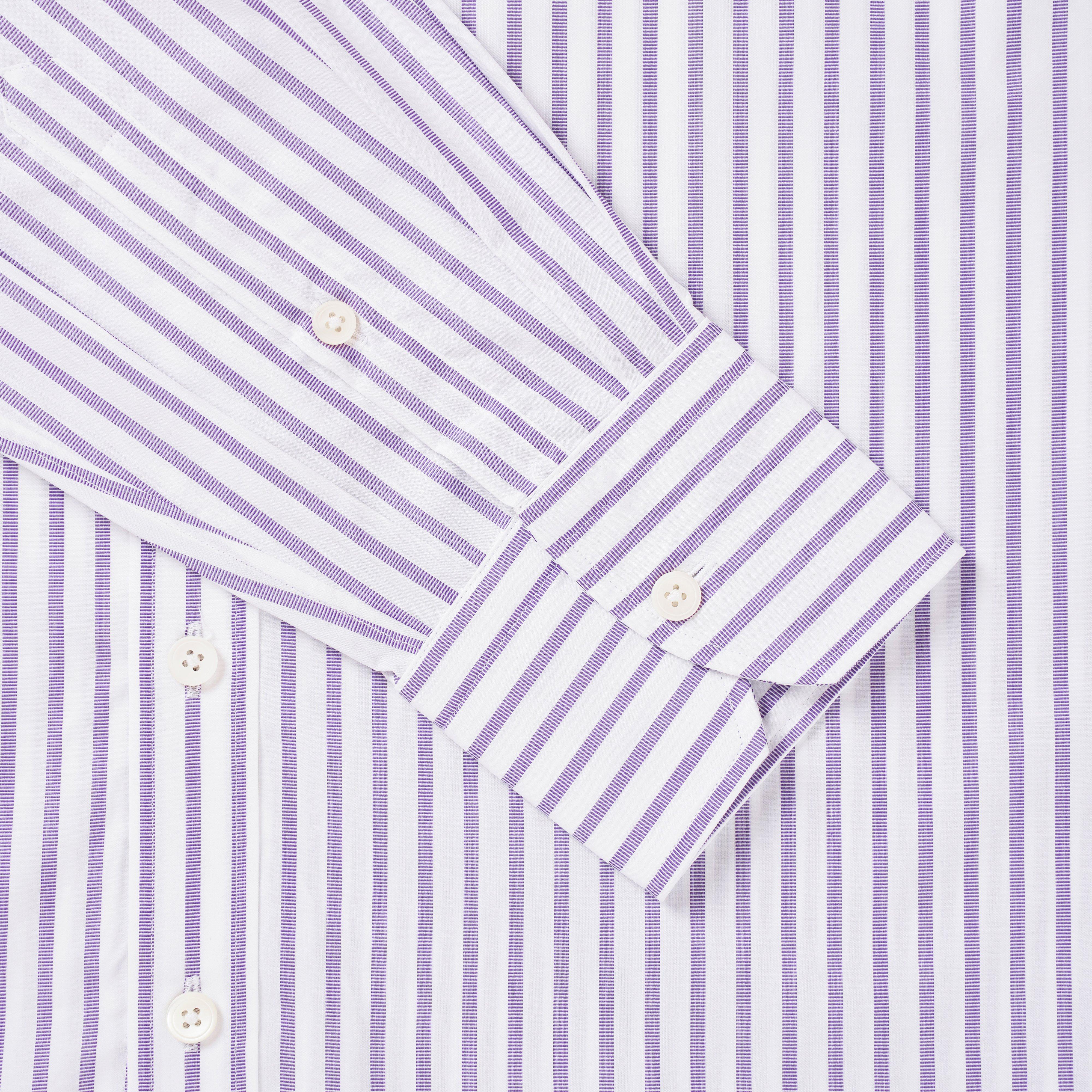 Thomas Pink Slim Fit Formal Texture Detail Stripe Shirt Purple/White-MALFORD OF LONDON SAVILE ROW MENSWEAR OUTLET