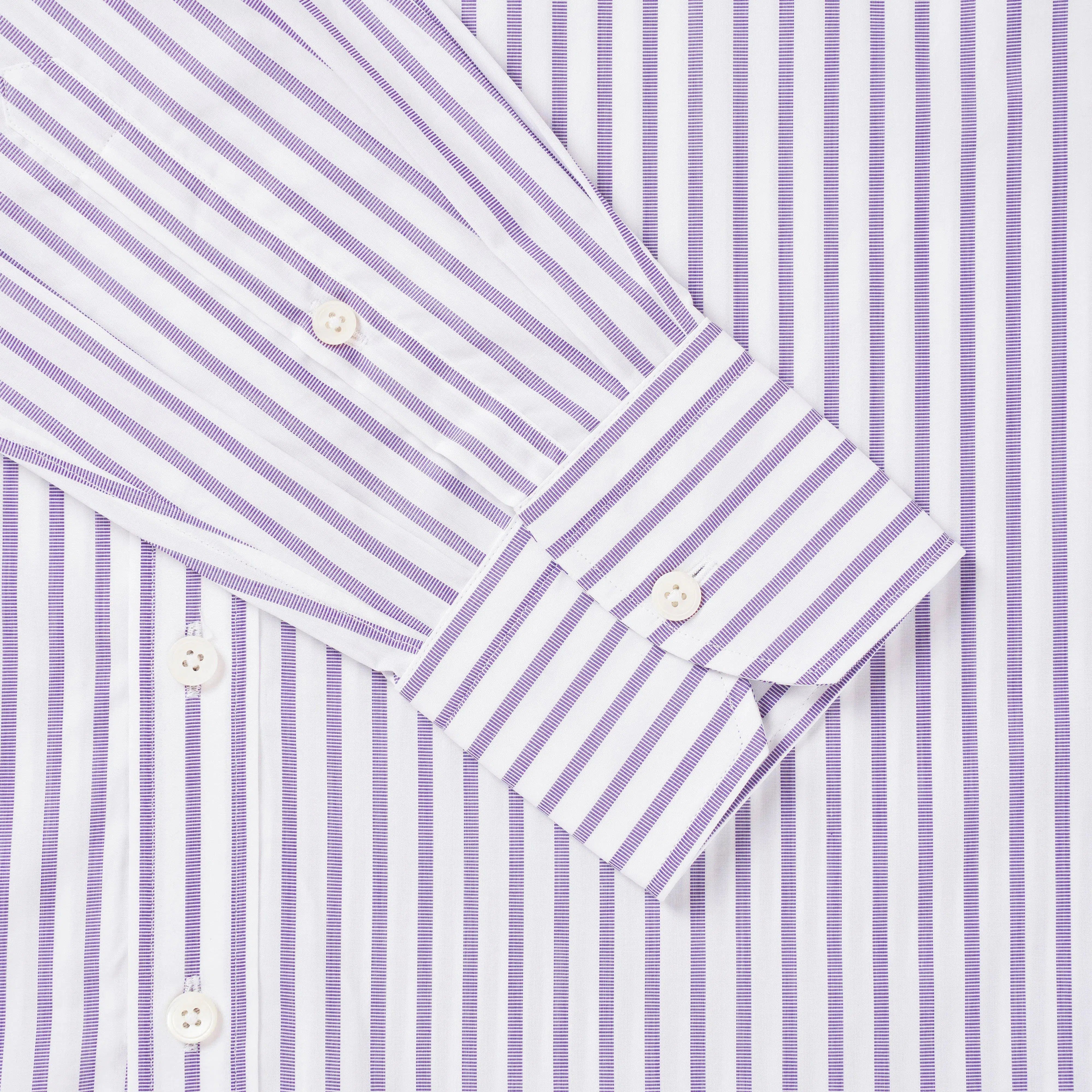 Thomas Pink Slim Fit Formal Texture Detail Stripe Shirt Purple/White-MALFORD OF LONDON SAVILE ROW MENSWEAR OUTLET