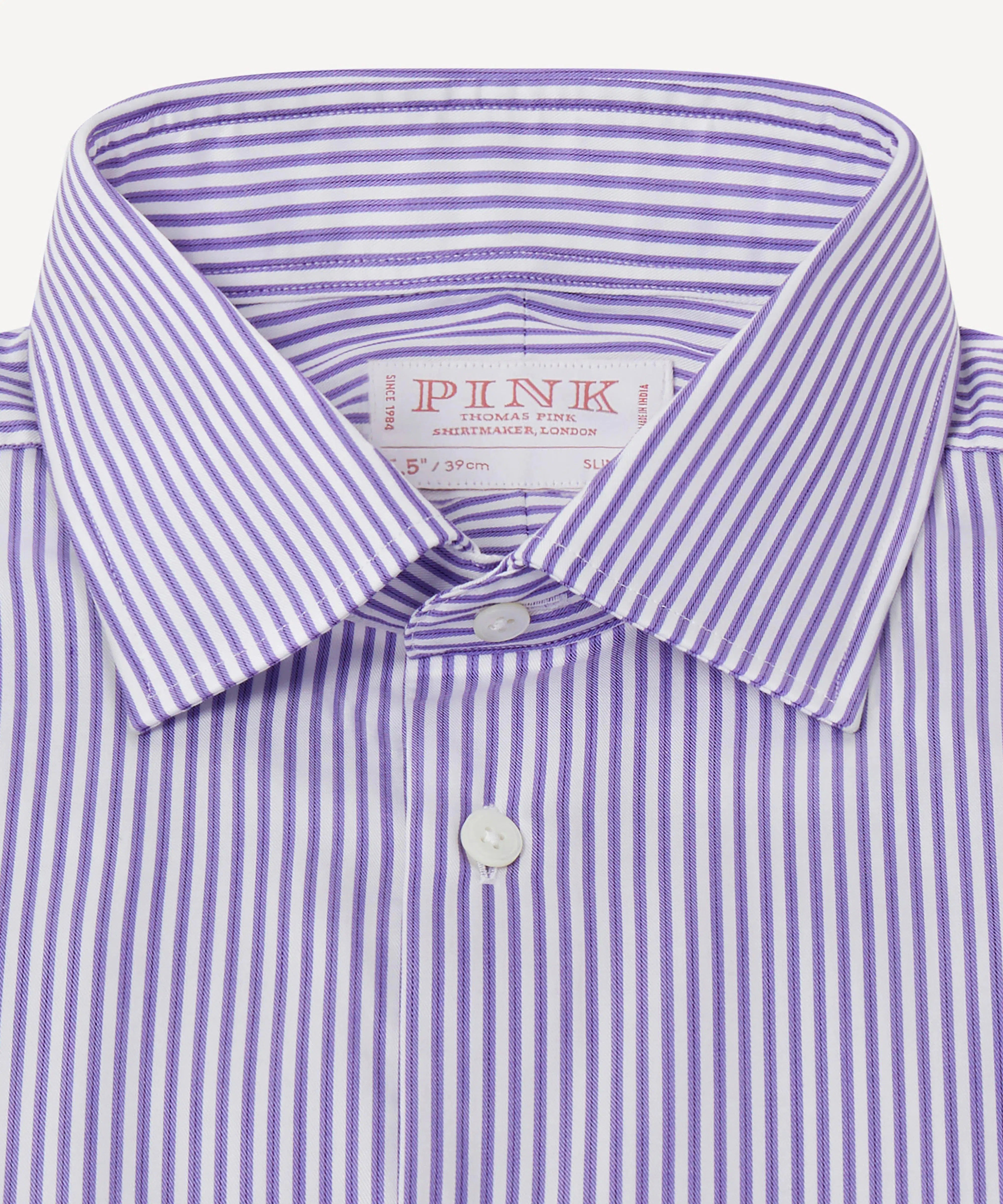 Thomas Pink Slim Fit Formal Twill Stripe Shirt Purple/White-MALFORD OF LONDON SAVILE ROW MENSWEAR OUTLET