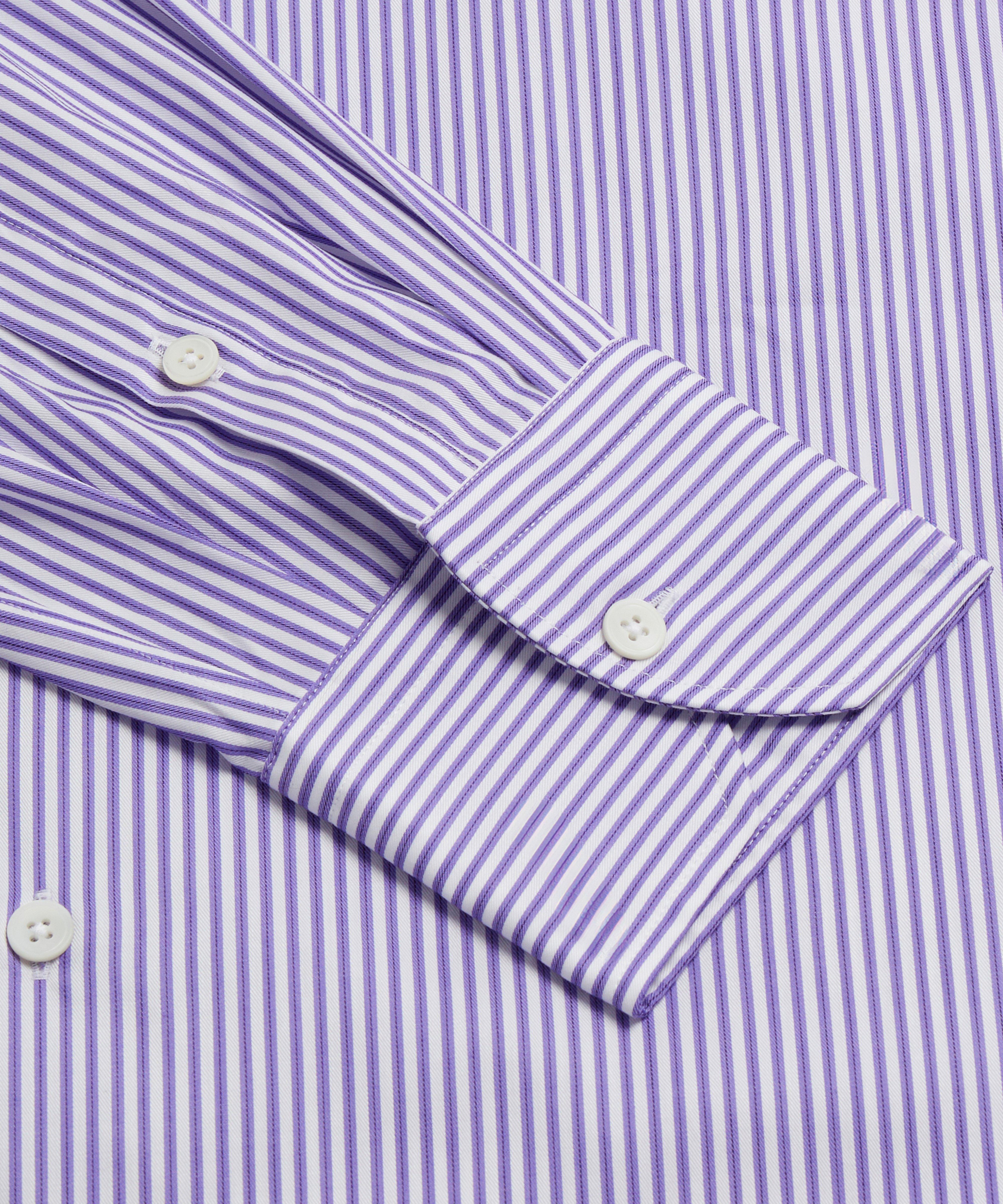 Thomas Pink Slim Fit Formal Twill Stripe Shirt Purple/White-MALFORD OF LONDON SAVILE ROW MENSWEAR OUTLET