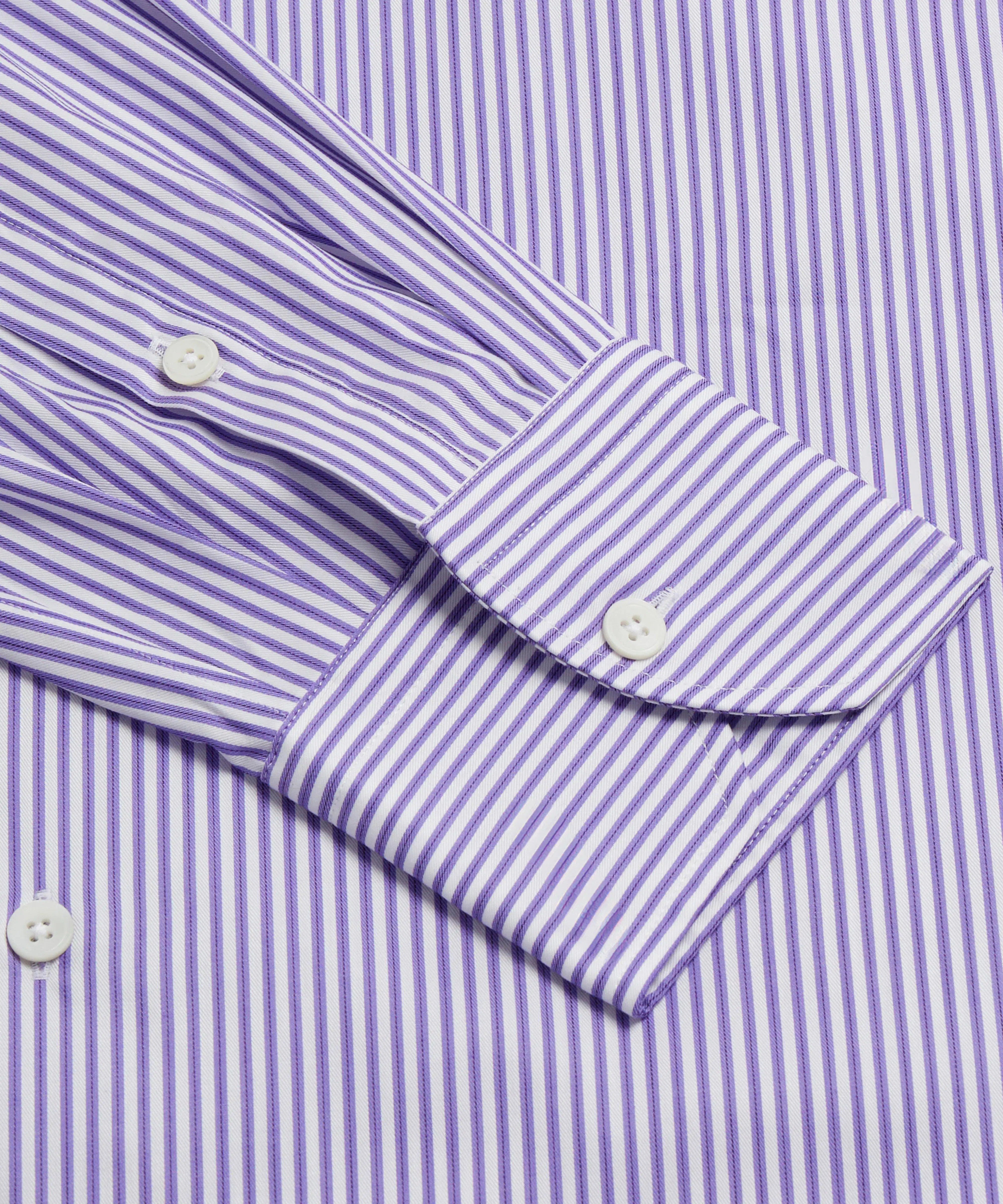 Thomas Pink Slim Fit Formal Twill Stripe Shirt Purple/White-MALFORD OF LONDON SAVILE ROW MENSWEAR OUTLET