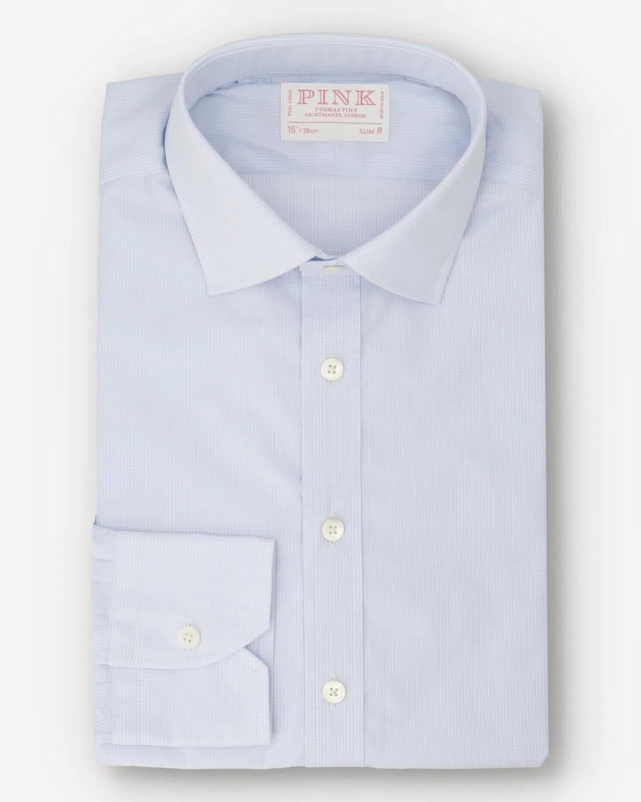 Thomas Pink Slim Fit Graph Check Formal Shirt Pale Blue/White-MALFORD OF LONDON SAVILE ROW MENSWEAR OUTLET