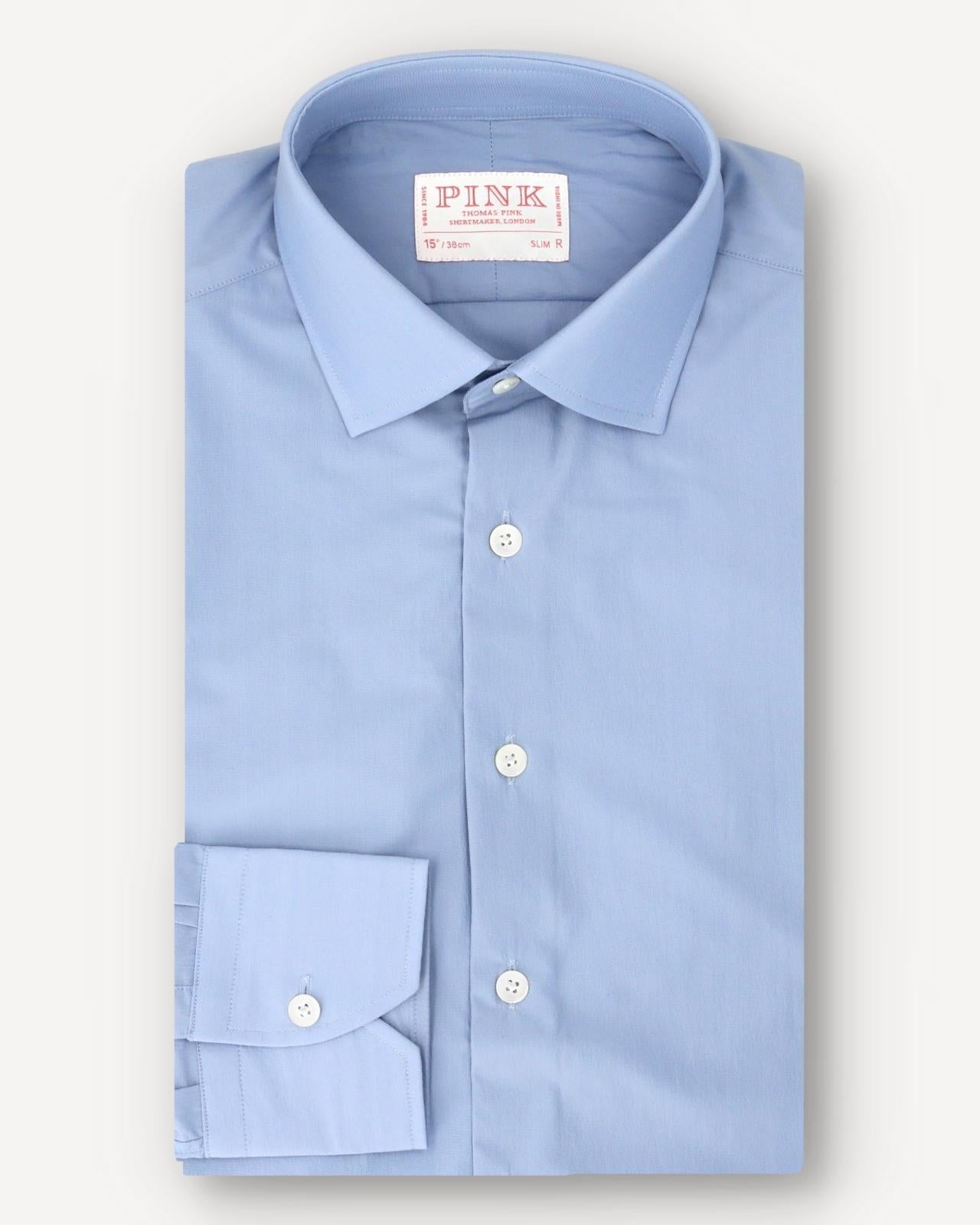 Thomas Pink Slim Fit Plain Formal Shirt Blue-MALFORD OF LONDON SAVILE ROW MENSWEAR OUTLET