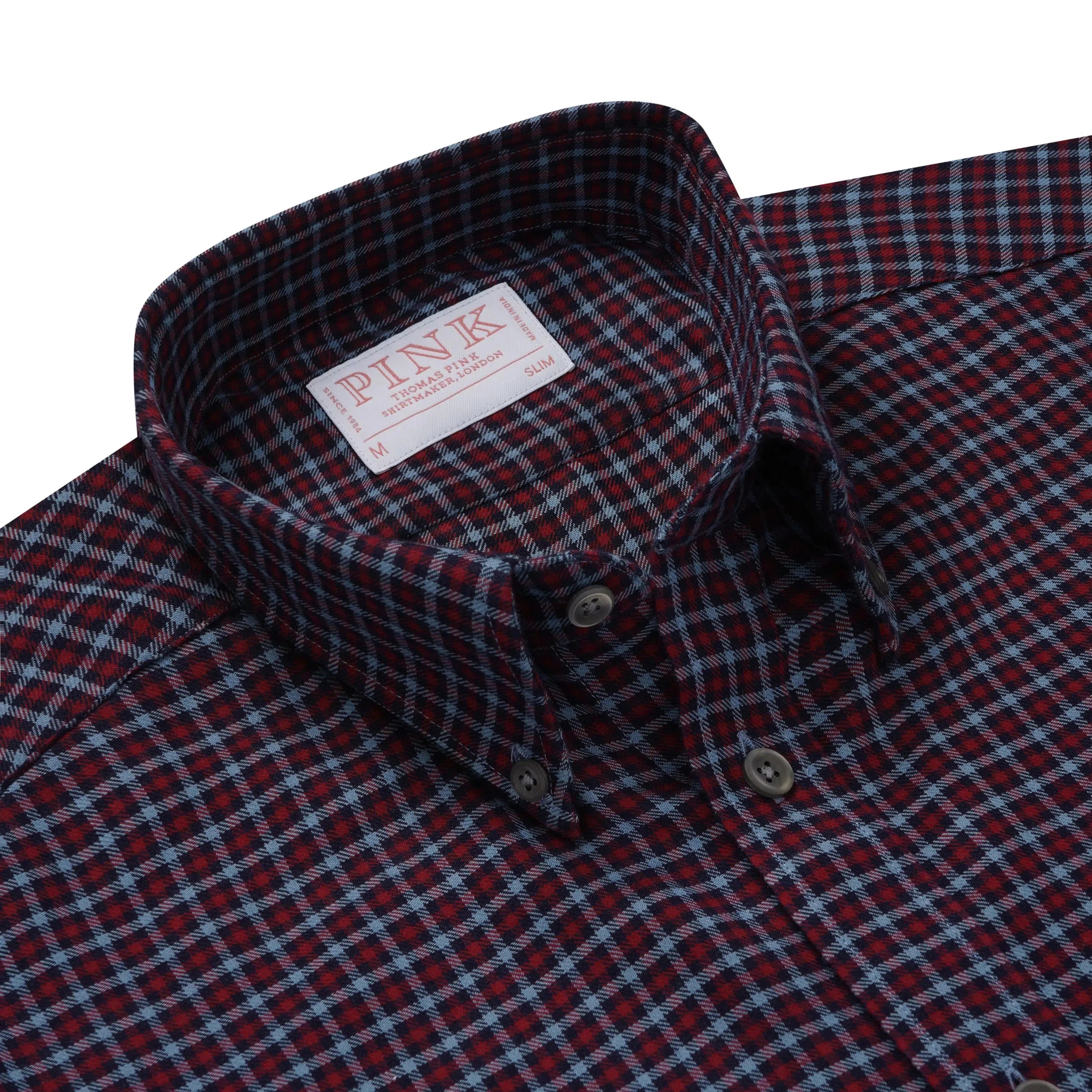 Thomas Pink Slim Fit Smart Casual Brushed Cotton Check Shirt-MALFORD OF LONDON SAVILE ROW MENSWEAR OUTLET