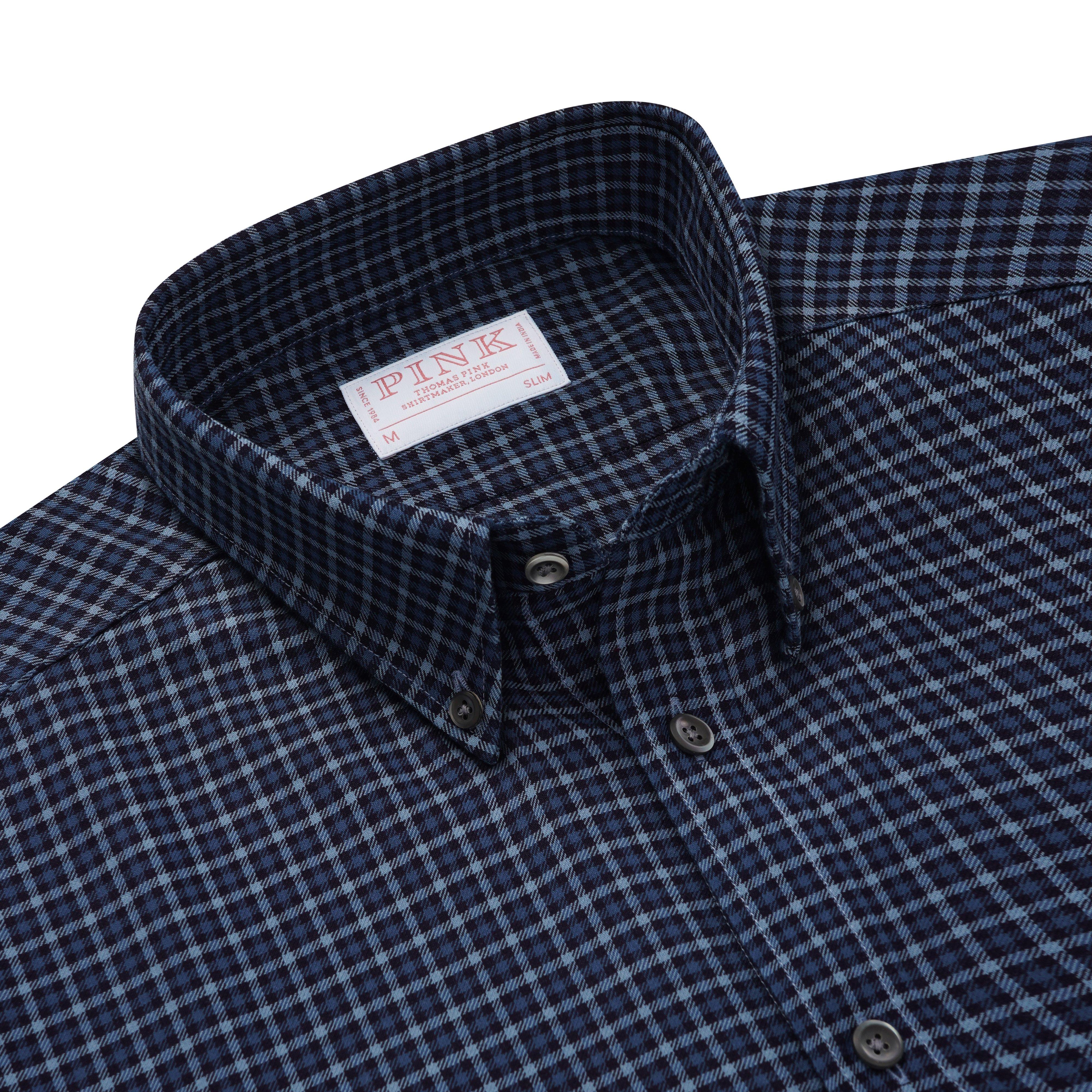 Thomas Pink Slim Fit Smart Casual Brushed Cotton Check Shirt-MALFORD OF LONDON SAVILE ROW MENSWEAR OUTLET