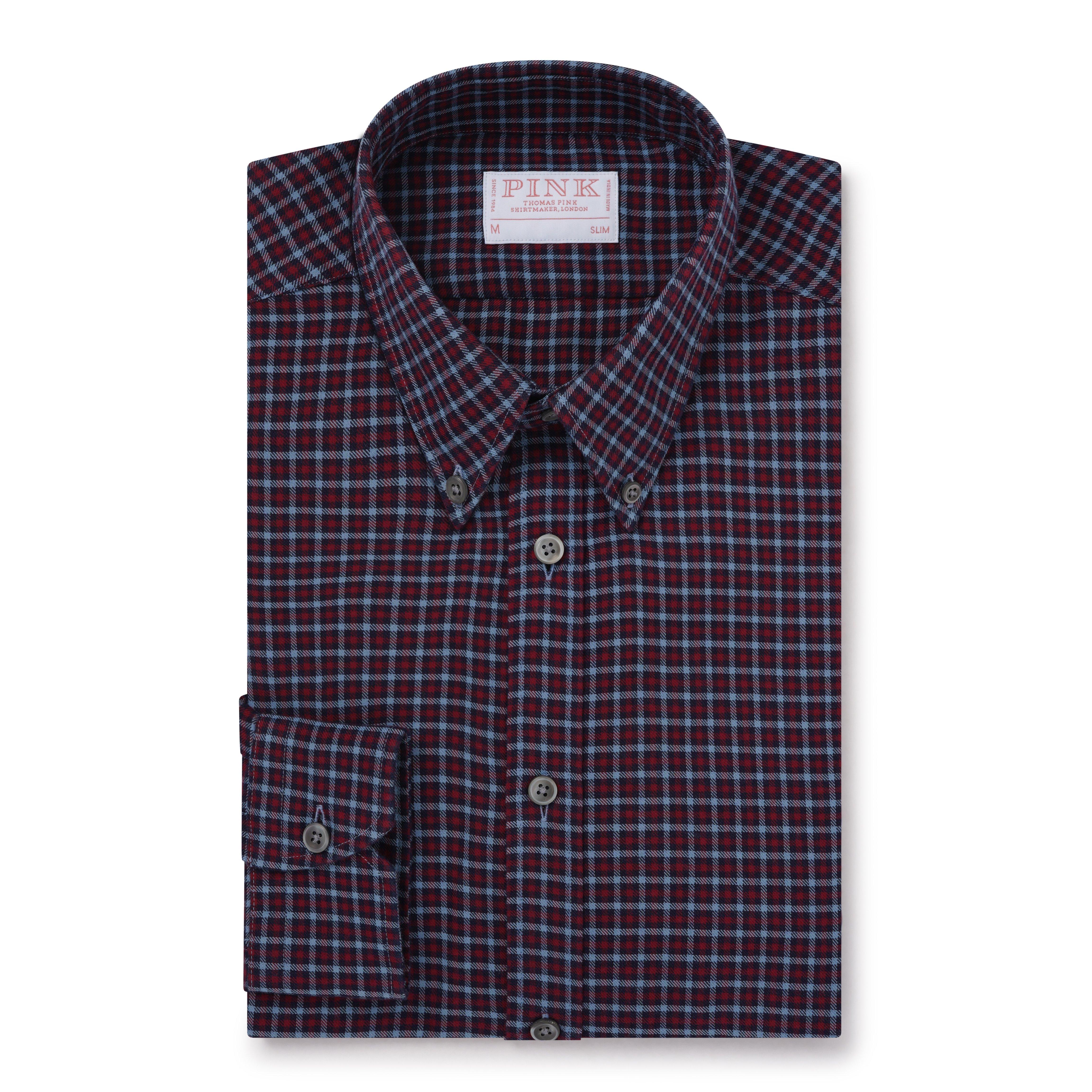 Thomas Pink Slim Fit Smart Casual Brushed Cotton Check Shirt-MALFORD OF LONDON SAVILE ROW MENSWEAR OUTLET