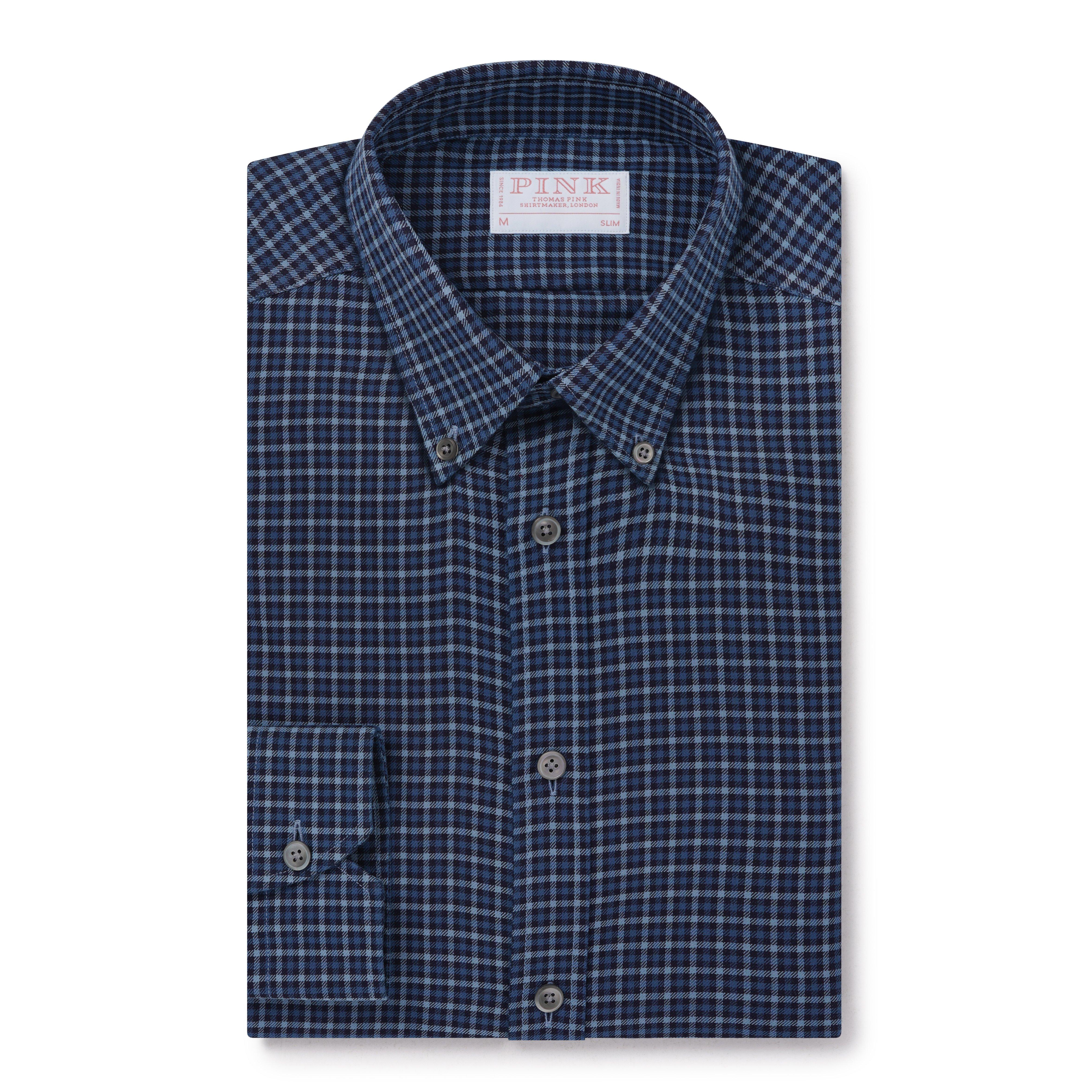 Thomas Pink Slim Fit Smart Casual Brushed Cotton Check Shirt-MALFORD OF LONDON SAVILE ROW MENSWEAR OUTLET