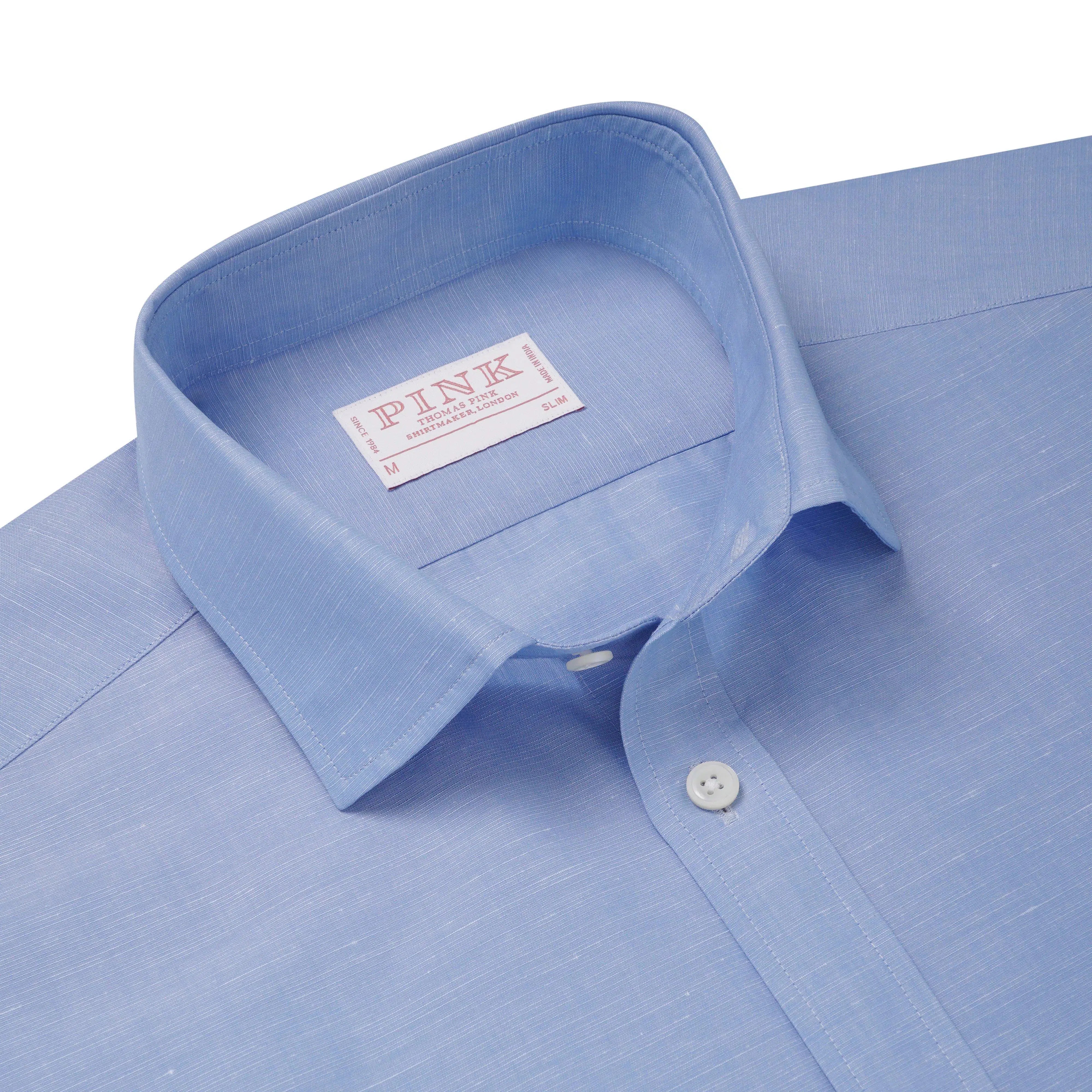 Thomas Pink Slim Fit Smart Casual Cotton Blend Slub Shirt-MALFORD OF LONDON SAVILE ROW MENSWEAR OUTLET