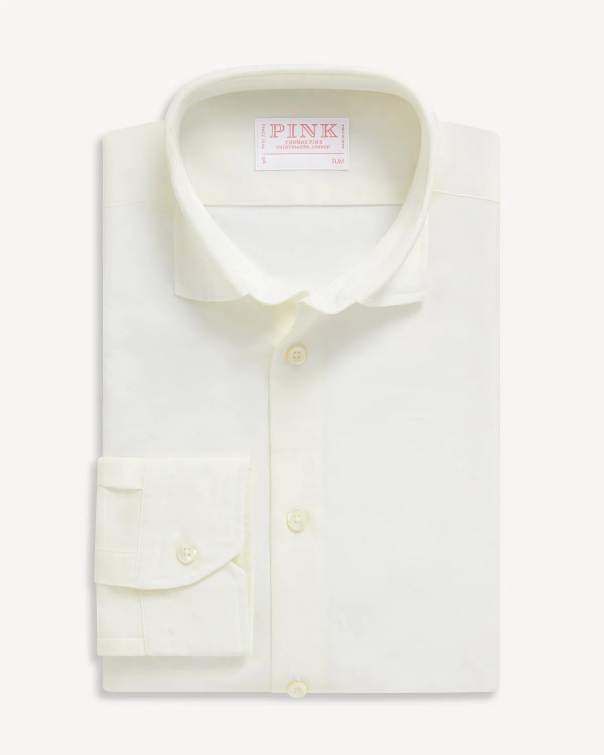 Thomas Pink Slim Fit Smart Casual Cotton Linen Slub Shirt Off White-MALFORD OF LONDON SAVILE ROW MENSWEAR OUTLET