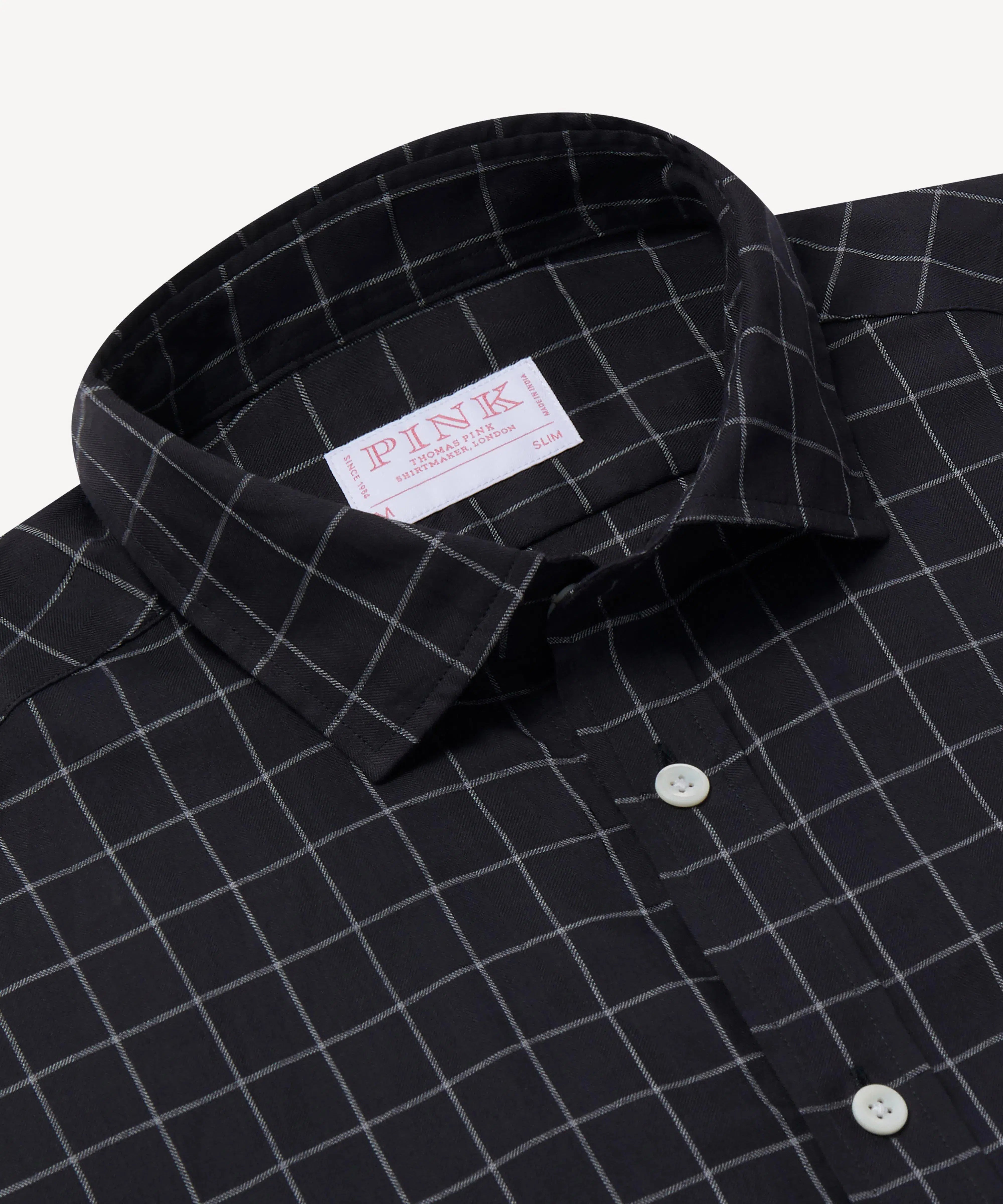 Thomas Pink Slim Fit Smart Casual Flannel Twill Check Shirt-MALFORD OF LONDON SAVILE ROW MENSWEAR OUTLET