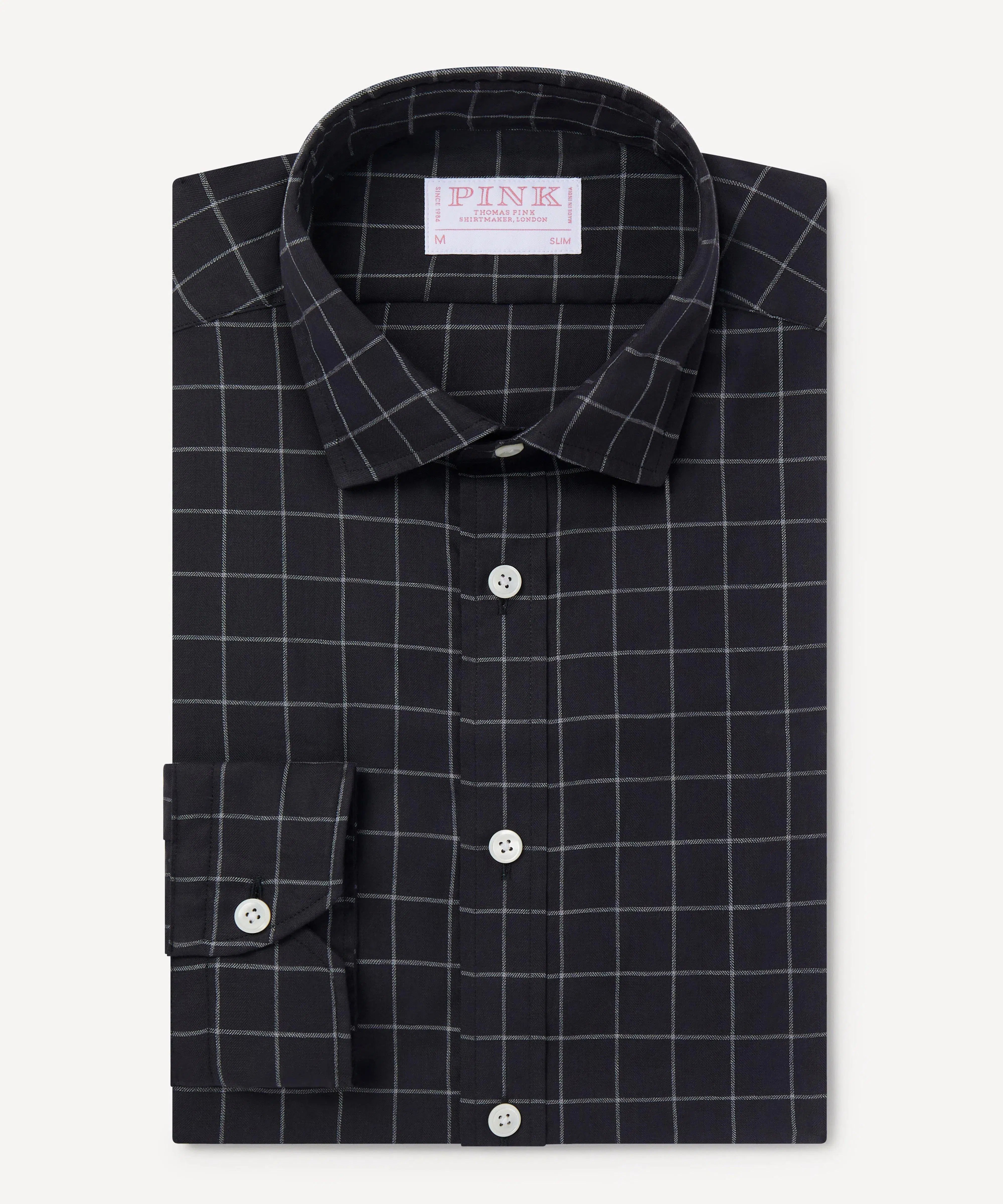 Thomas Pink Slim Fit Smart Casual Flannel Twill Check Shirt-MALFORD OF LONDON SAVILE ROW MENSWEAR OUTLET