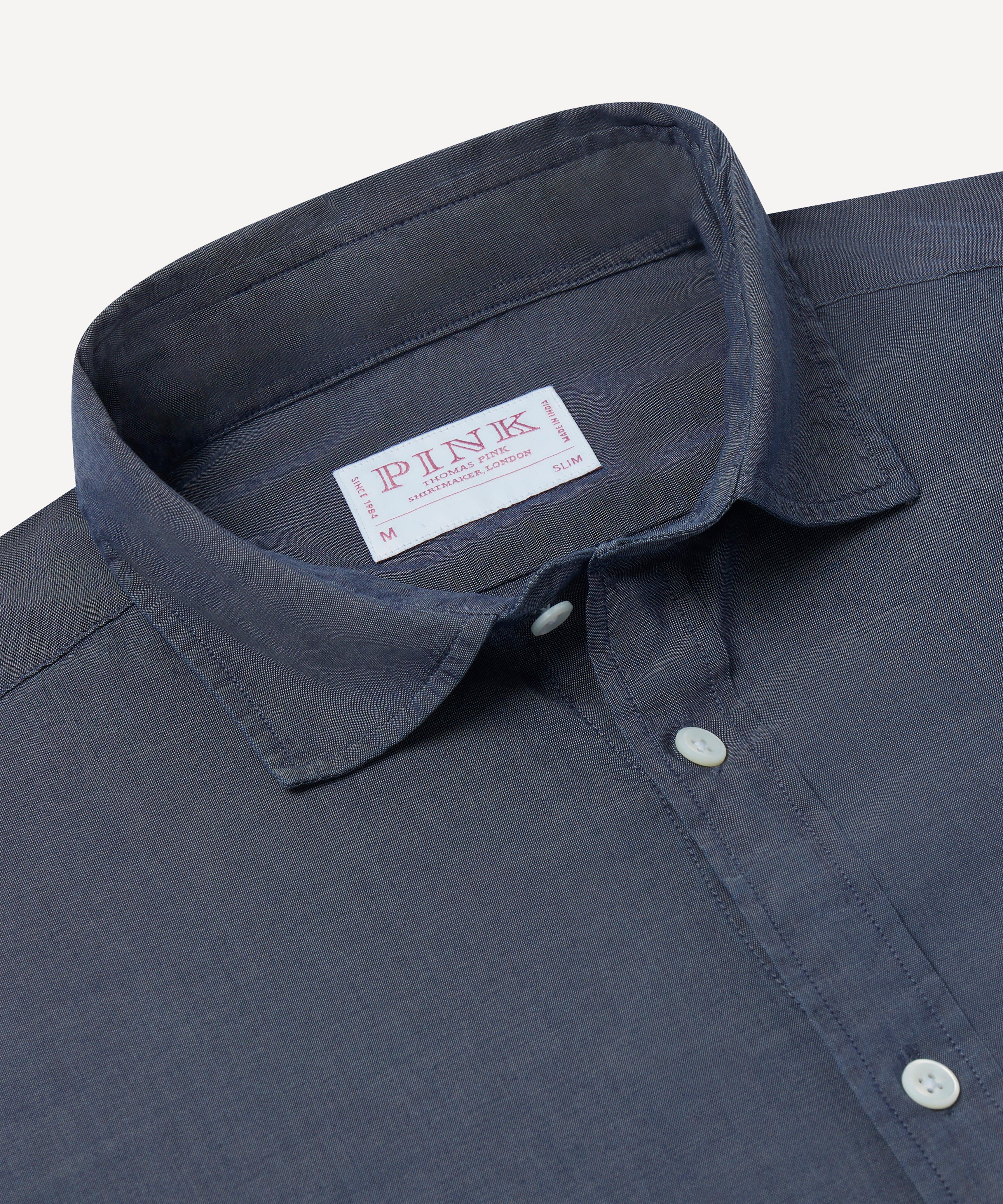 Thomas Pink Slim Fit Smart Casual Indigo Twill Shirt-MALFORD OF LONDON SAVILE ROW MENSWEAR OUTLET