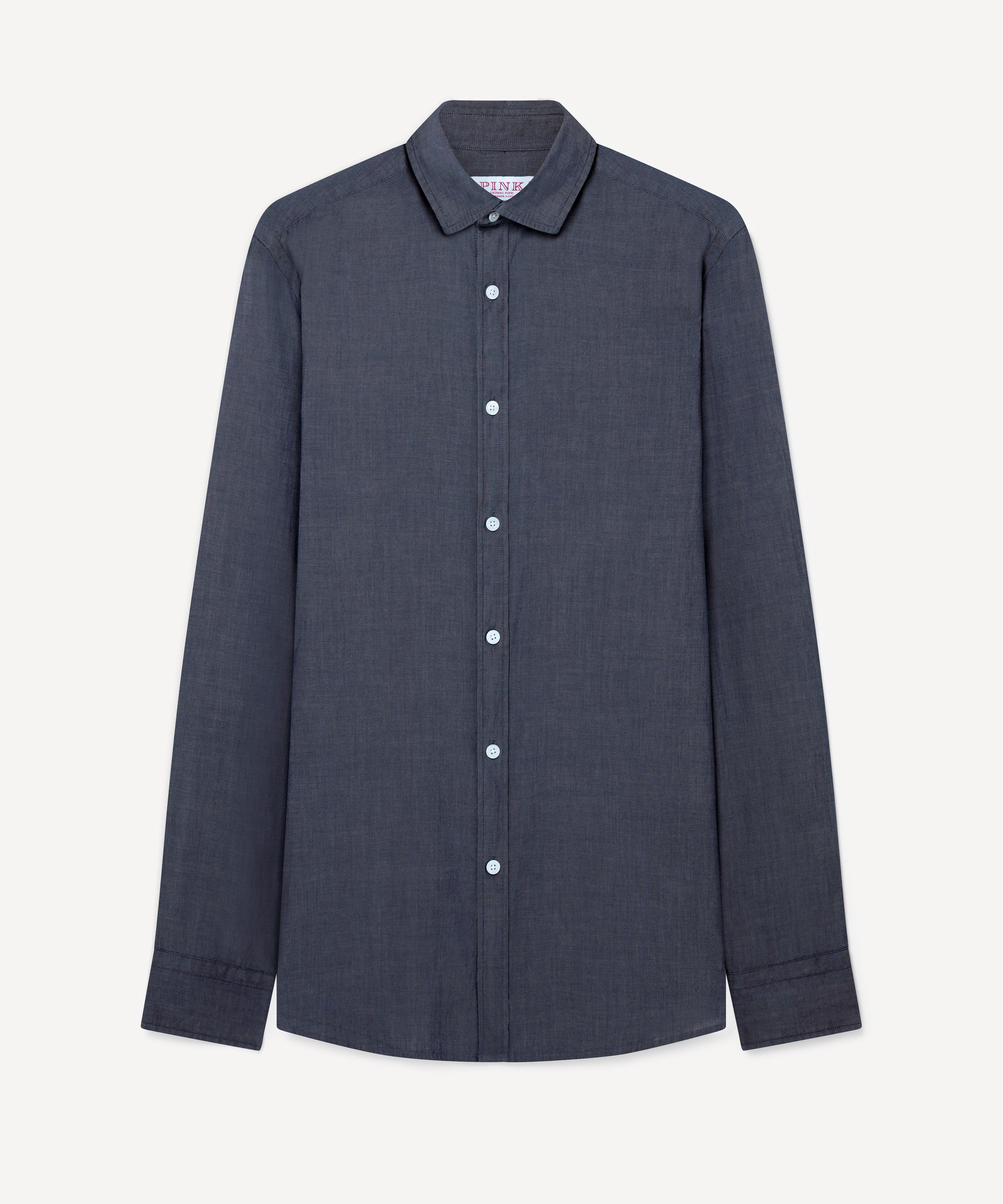 Thomas Pink Slim Fit Smart Casual Indigo Twill Shirt-MALFORD OF LONDON SAVILE ROW MENSWEAR OUTLET